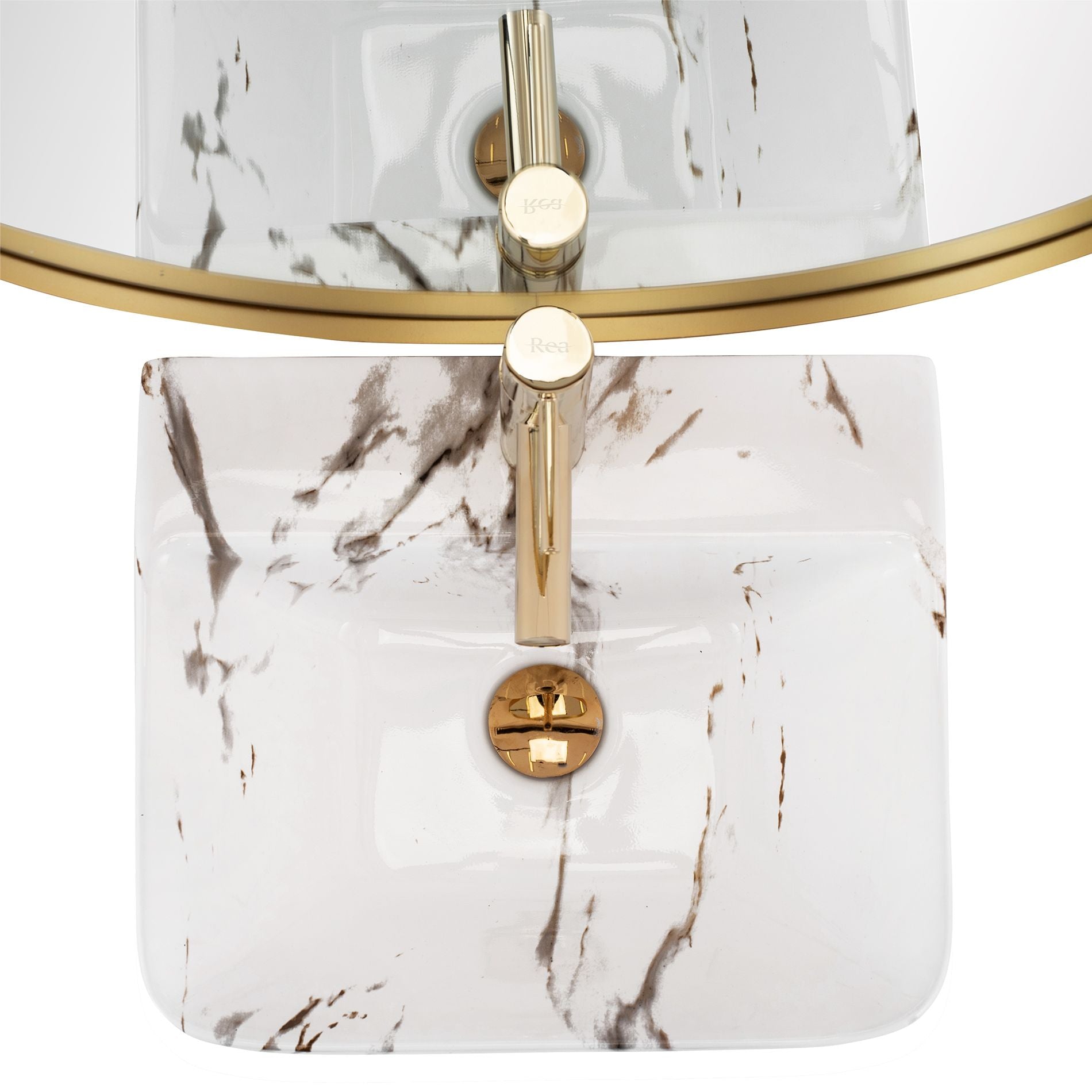 Lavoar freestanding dreptunghiular 44 cm ceramic imitatie piatra- Rea Aris