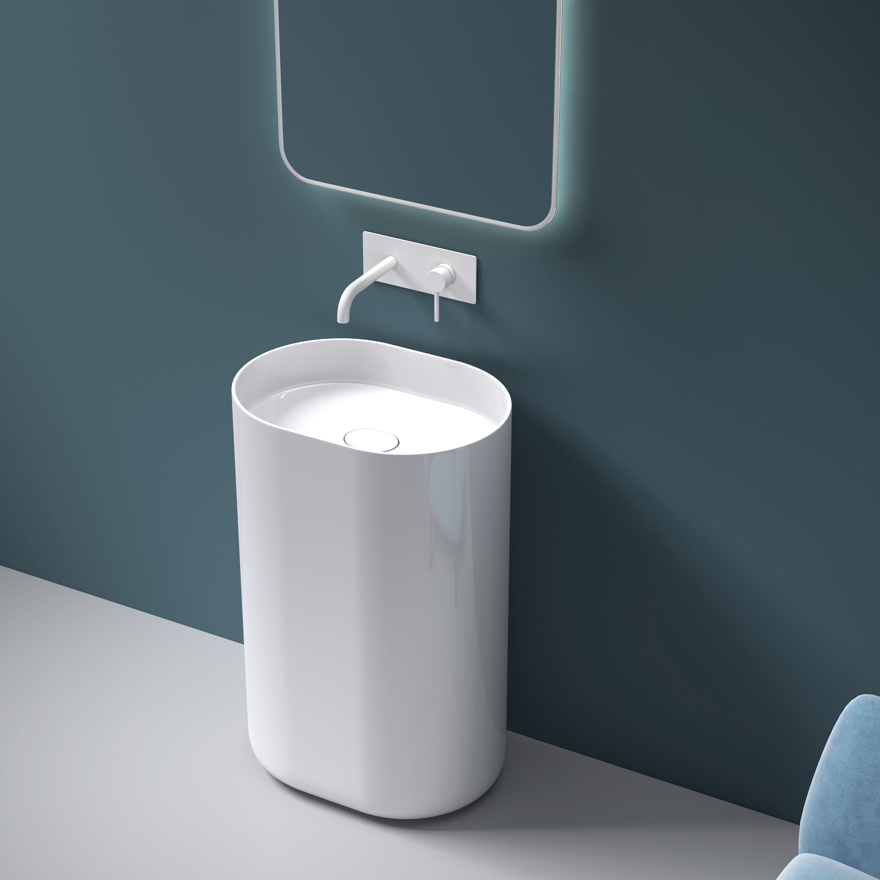 Lavoar freestanding oval 52 cm ceramic alb lucios – Rea Dolce