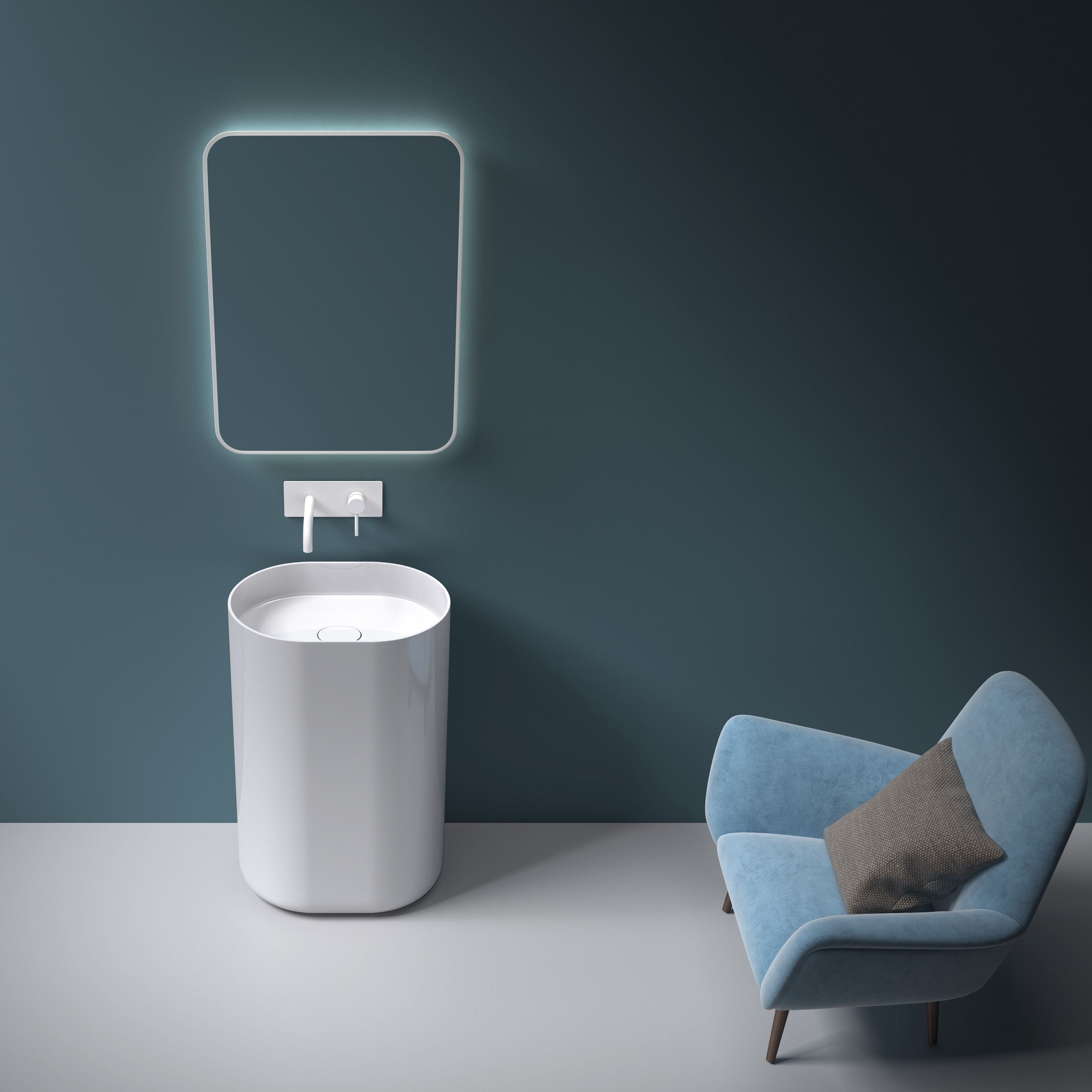 Lavoar freestanding oval 52 cm ceramic alb lucios – Rea Dolce