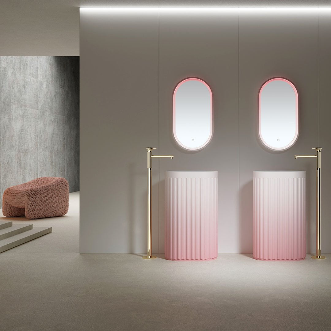 Lavoar freestanding, oval, din compozit, alb, 55 cm, finisaj mat, MonBlari