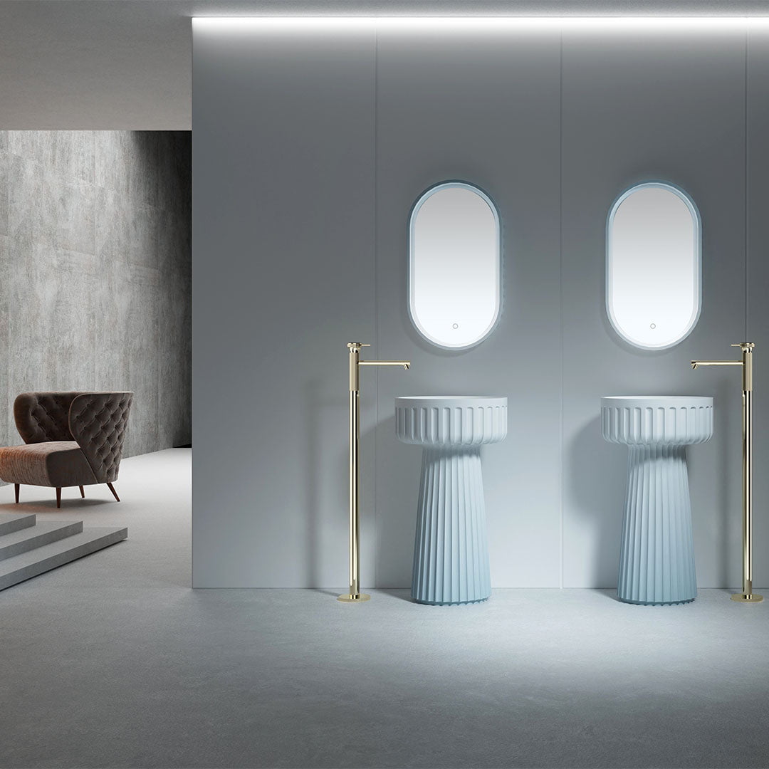 Lavoar freestanding, rotund, din compozit, alb, 50 cm, finisaj mat, MonBlari