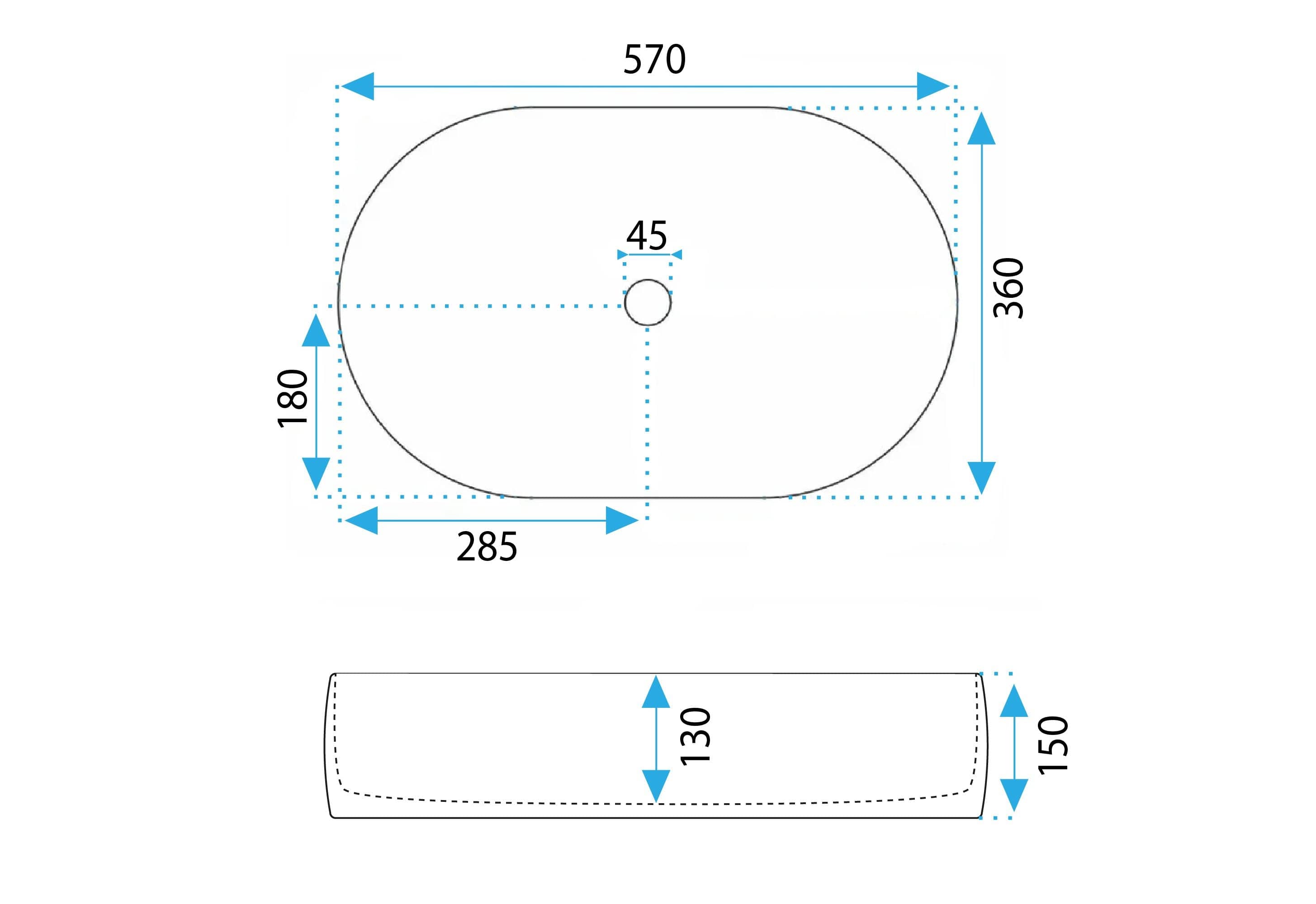 Lavoar pe blat ceramic Rea Alma , latime de 36 cm, negru lucios