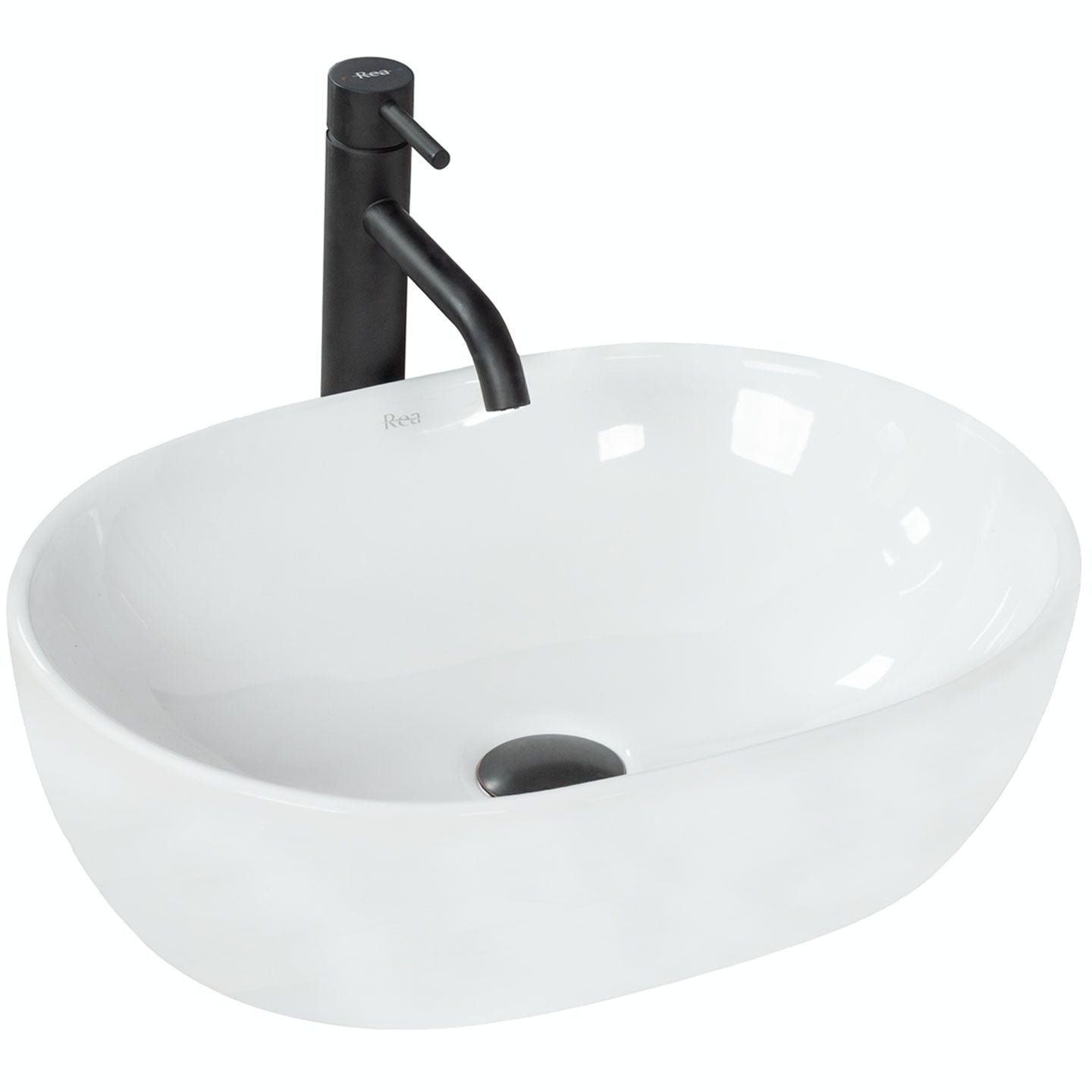 Lavoar pe blat ceramic Rea Amelia 48 , latime de 34.5 cm, alb