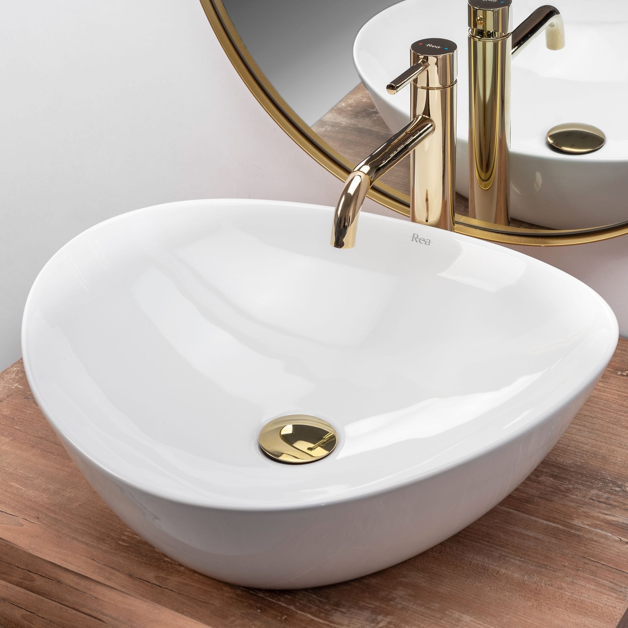 Lavoar pe blat ceramic Rea Andrea , latime de 43 cm, alb