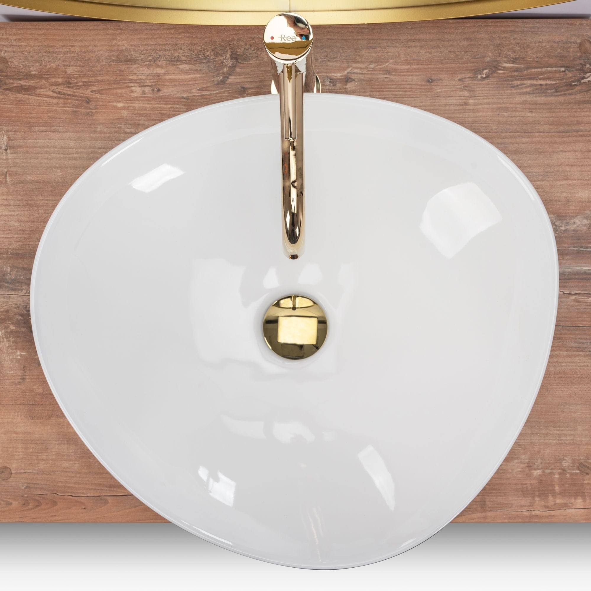 Lavoar pe blat ceramic Rea Andrea , latime de 43 cm, alb