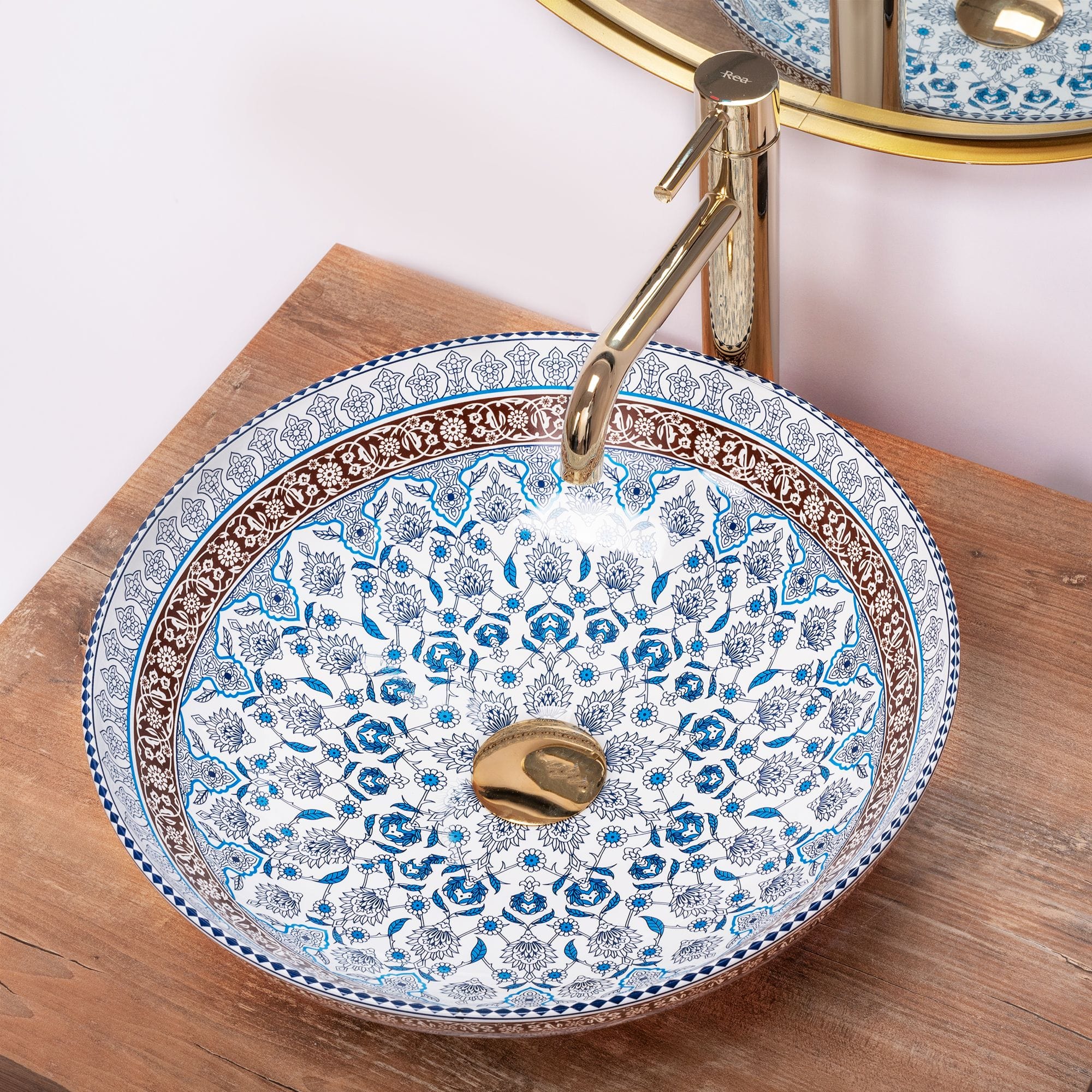 Lavoar pe blat ceramic Rea Arte, latime de 40 cm, albastru