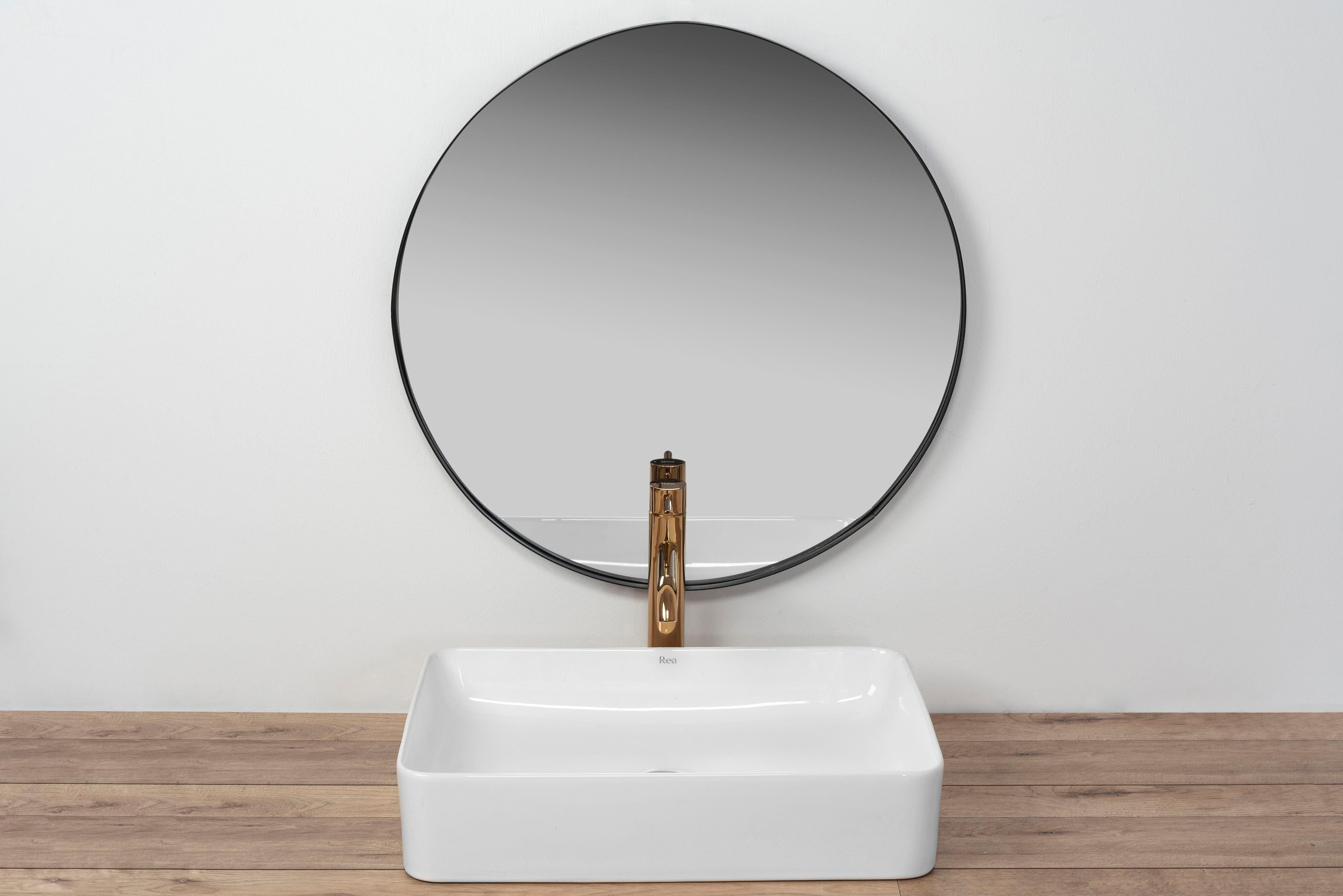 Lavoar pe blat ceramic Rea Avia , latime de 34.5 cm, alb