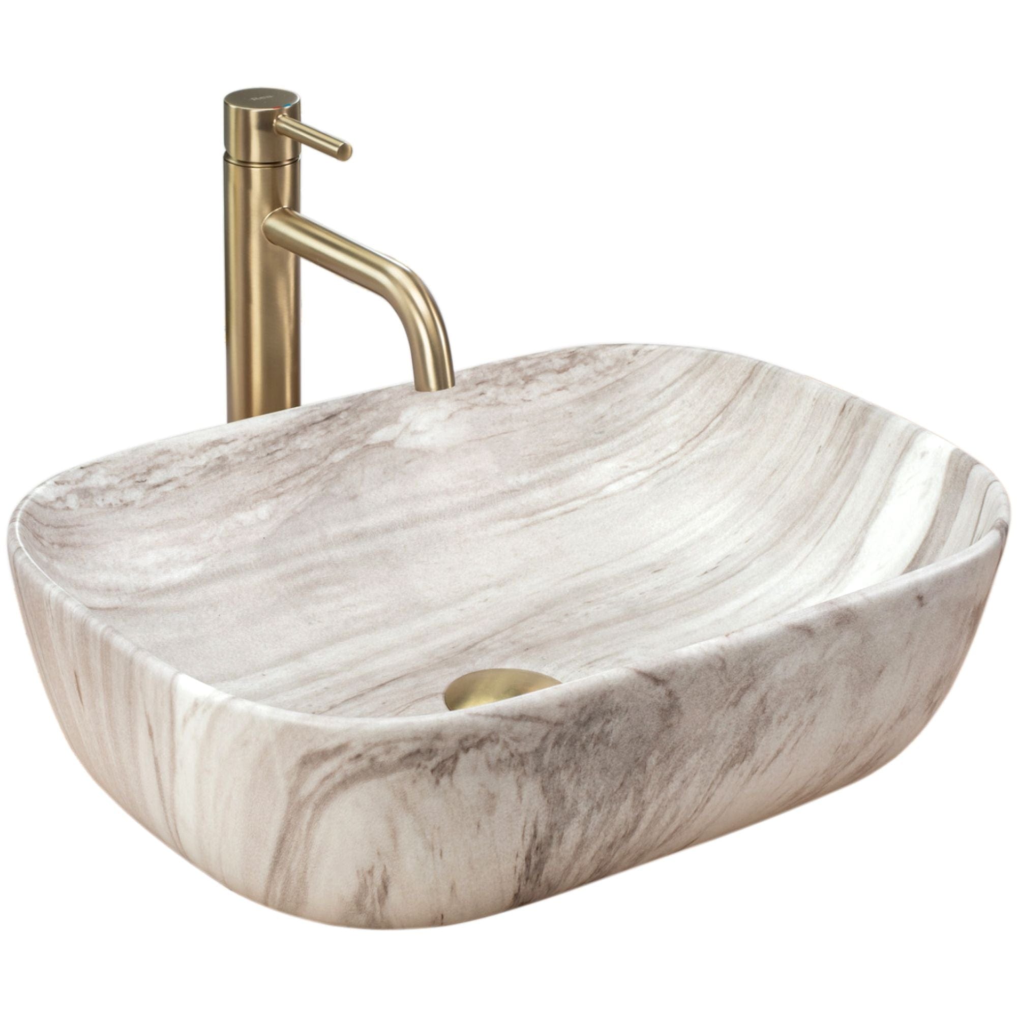 Lavoar pe blat ceramic Rea Belinda Ash , latime de 33 cm, imitatie piatra