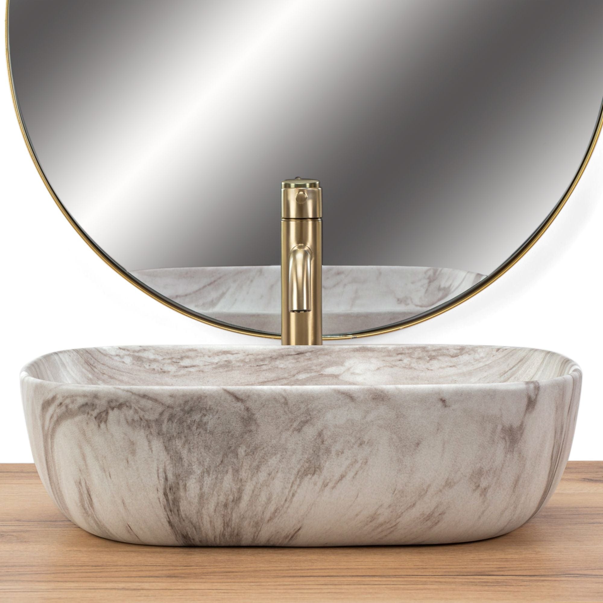 Lavoar pe blat ceramic Rea Belinda Ash , latime de 33 cm, imitatie piatra