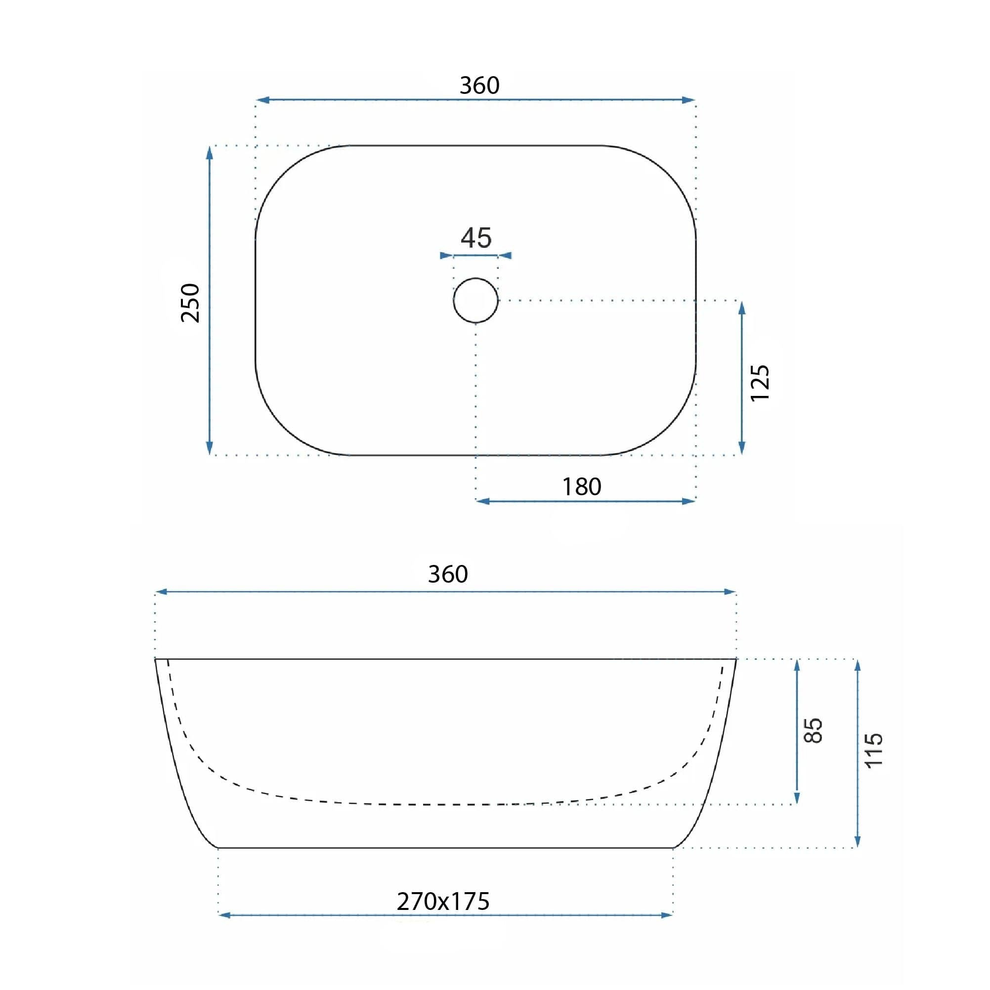 Lavoar pe blat ceramic Rea Belinda Mini , latime de 25.5 cm, alb