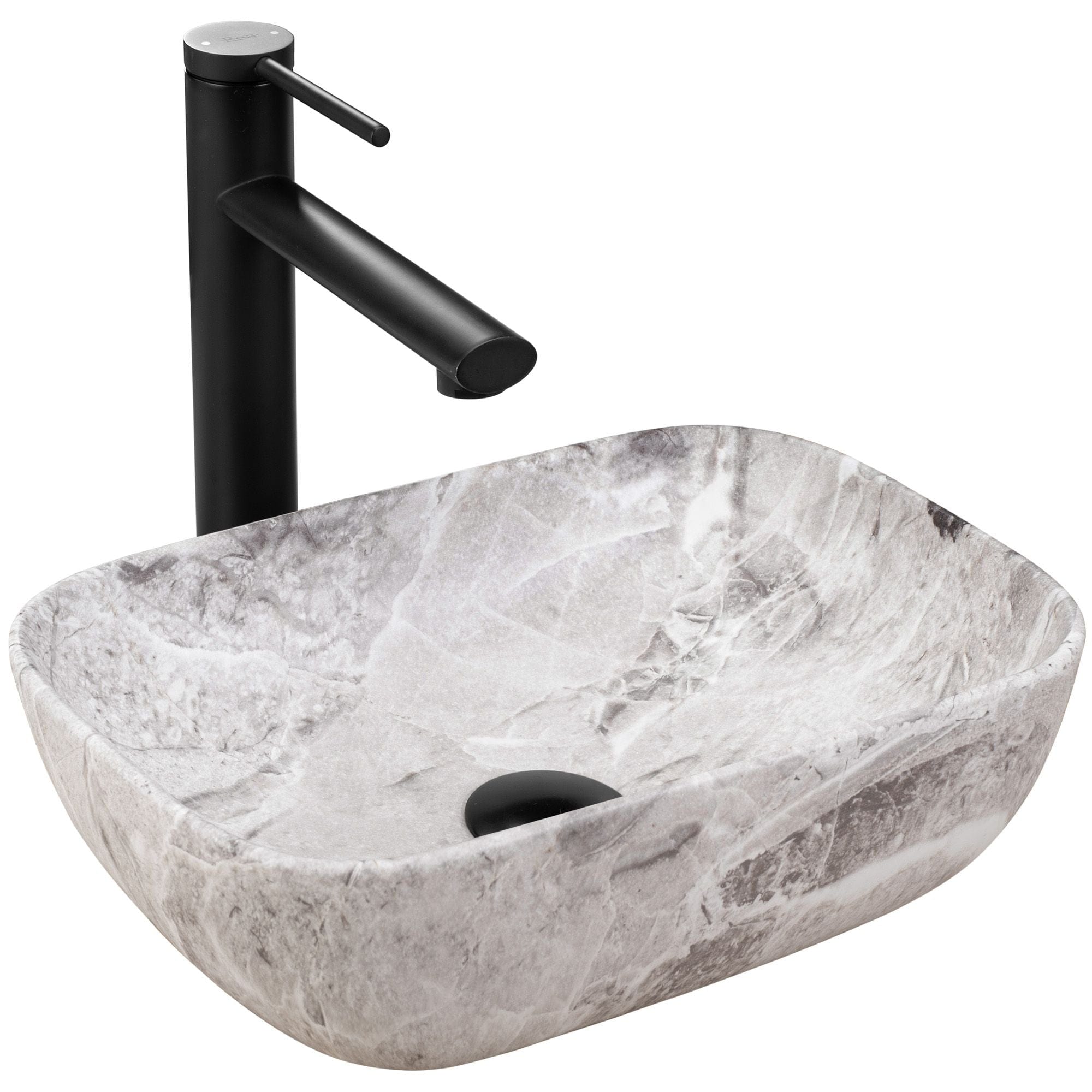 Lavoar pe blat ceramic Rea Belinda Mini Stone , latime de 25.5 cm, imitatie piatra