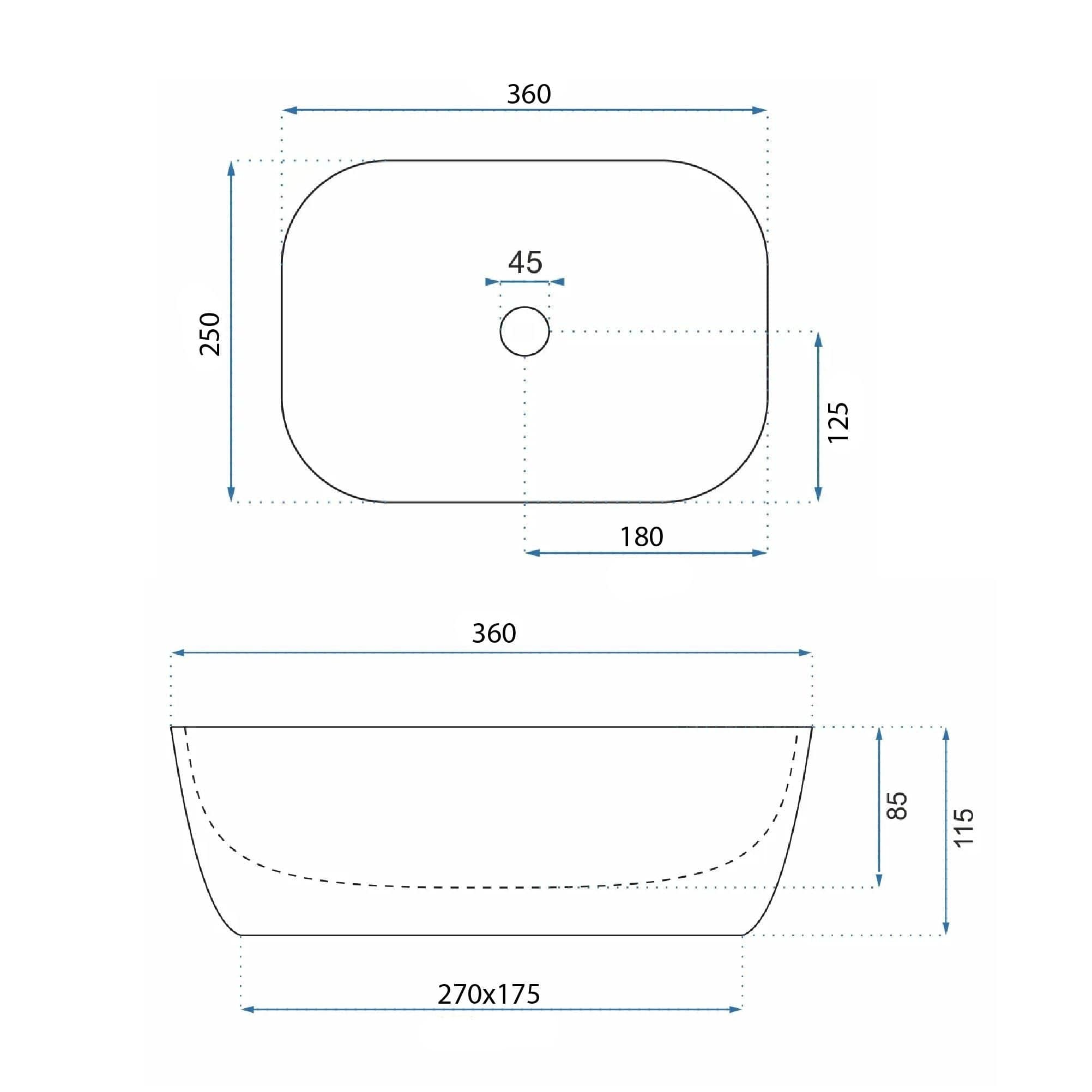 Lavoar pe blat ceramic Rea Belinda Mini Stone , latime de 25.5 cm, imitatie piatra