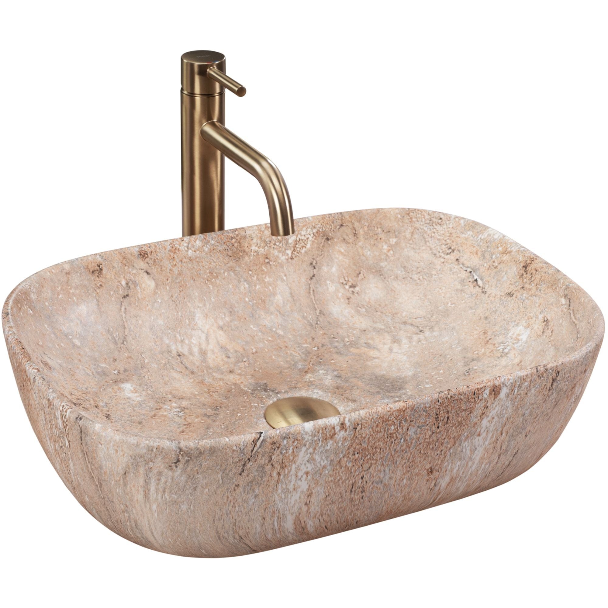 Lavoar pe blat ceramic Rea Belinda Savana , latime de 34 cm, imitatie piatra