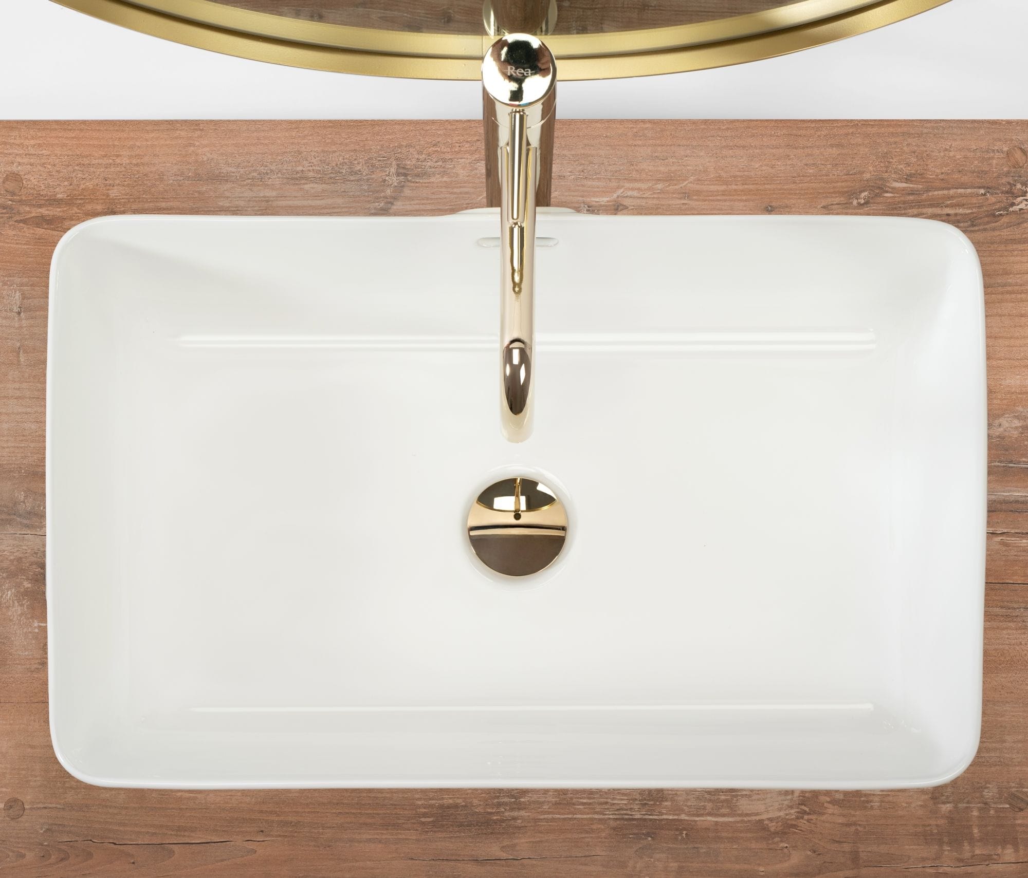 Lavoar pe blat ceramic Rea Berta 55 , latime de 35.5 cm, alb