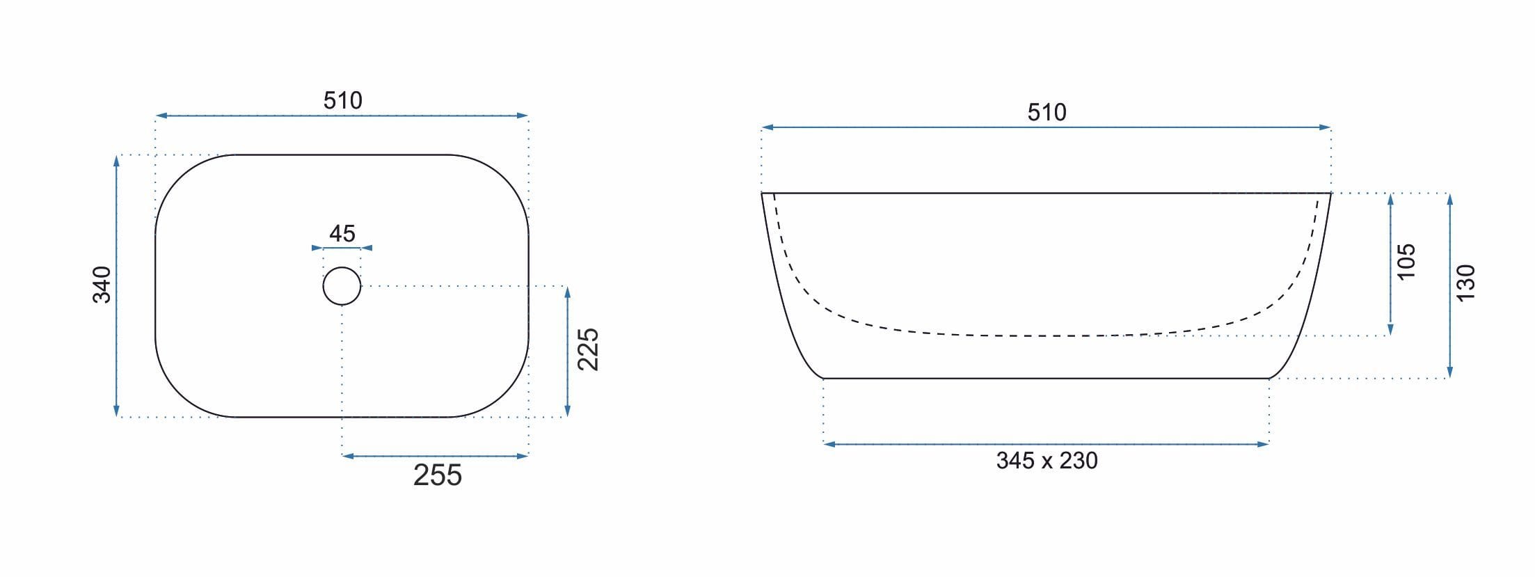 Lavoar pe blat ceramic Rea Claudia , latime de 34 cm, alb