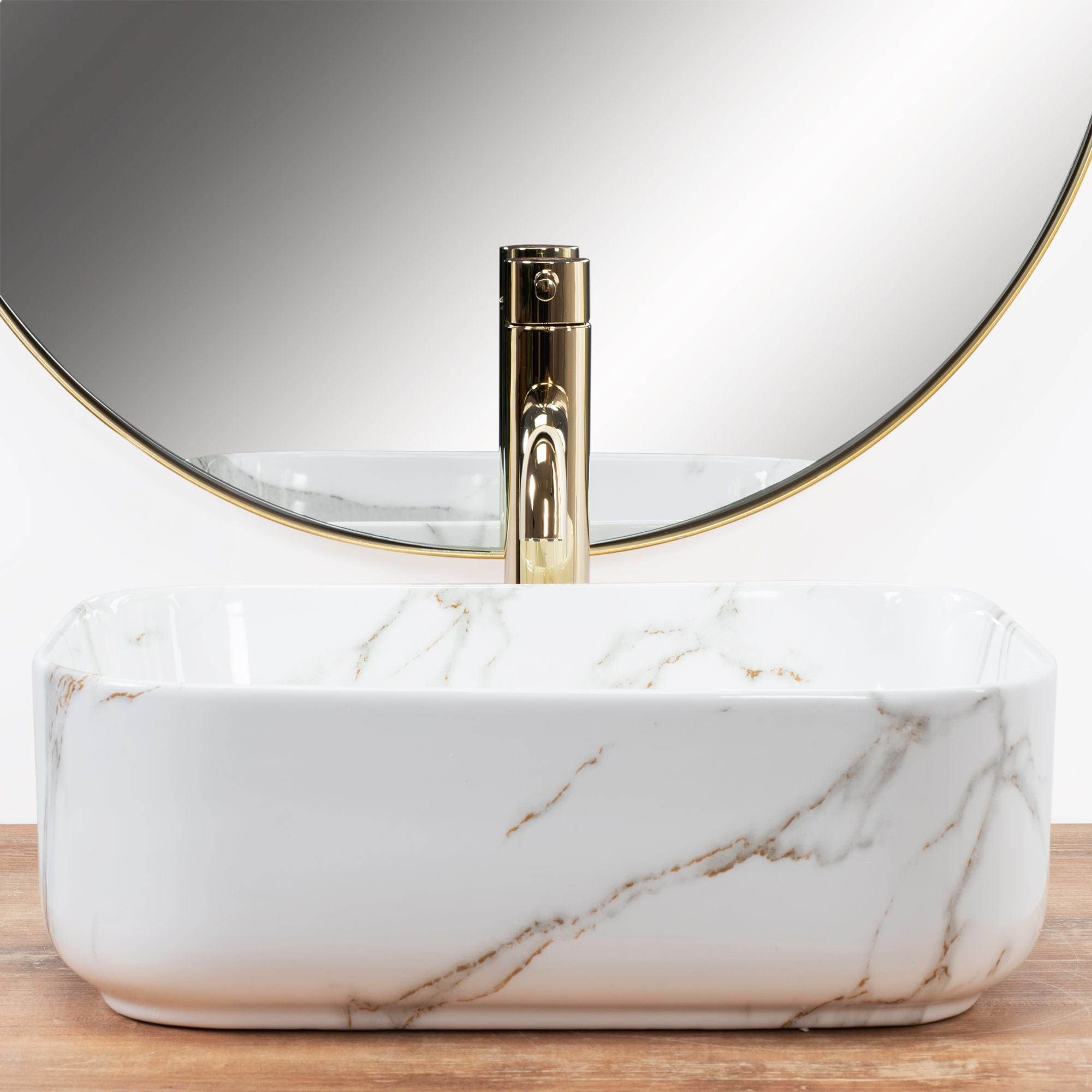 Lavoar pe blat ceramic Rea Demi Mini Aiax , latime de 30.5 cm, imitatie piatra