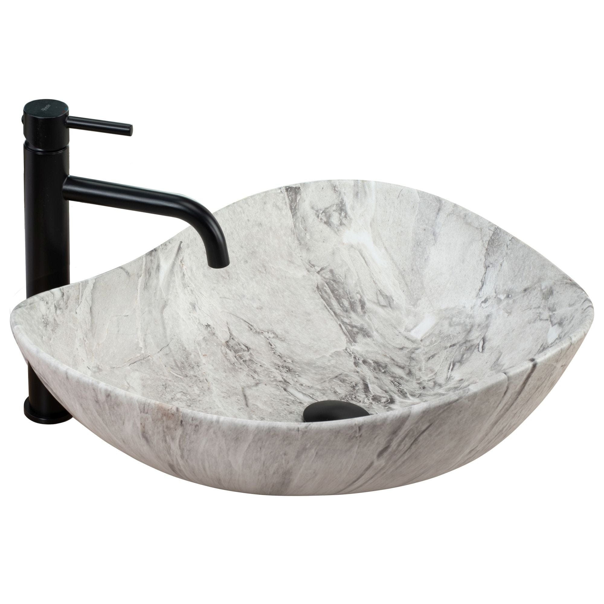 Lavoar pe blat ceramic Rea Dora Stone , latime de 40 cm, imitatie piatra