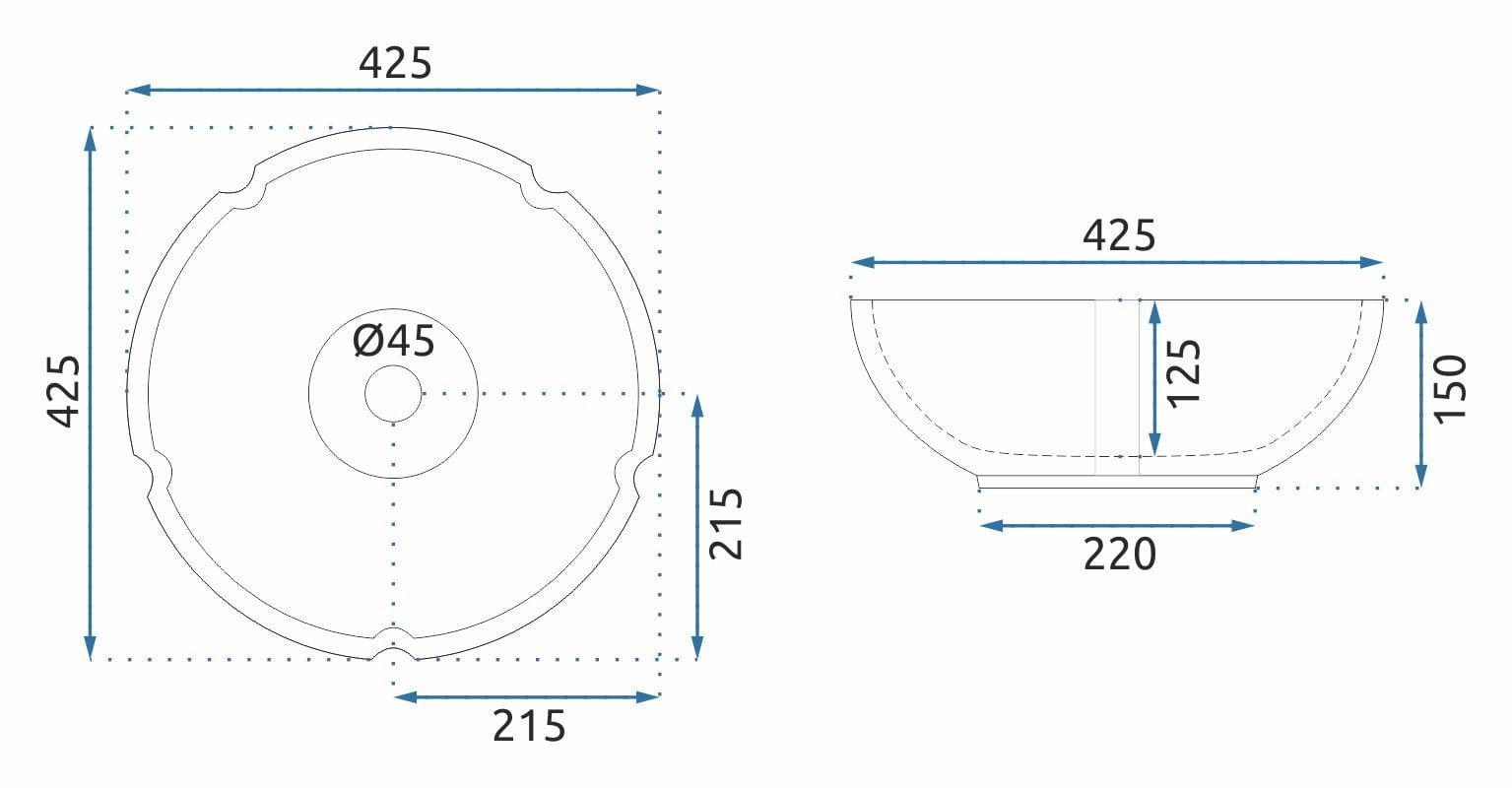 Lavoar pe blat ceramic Rea Felicia, latime de 42.5 cm, alb inflorat