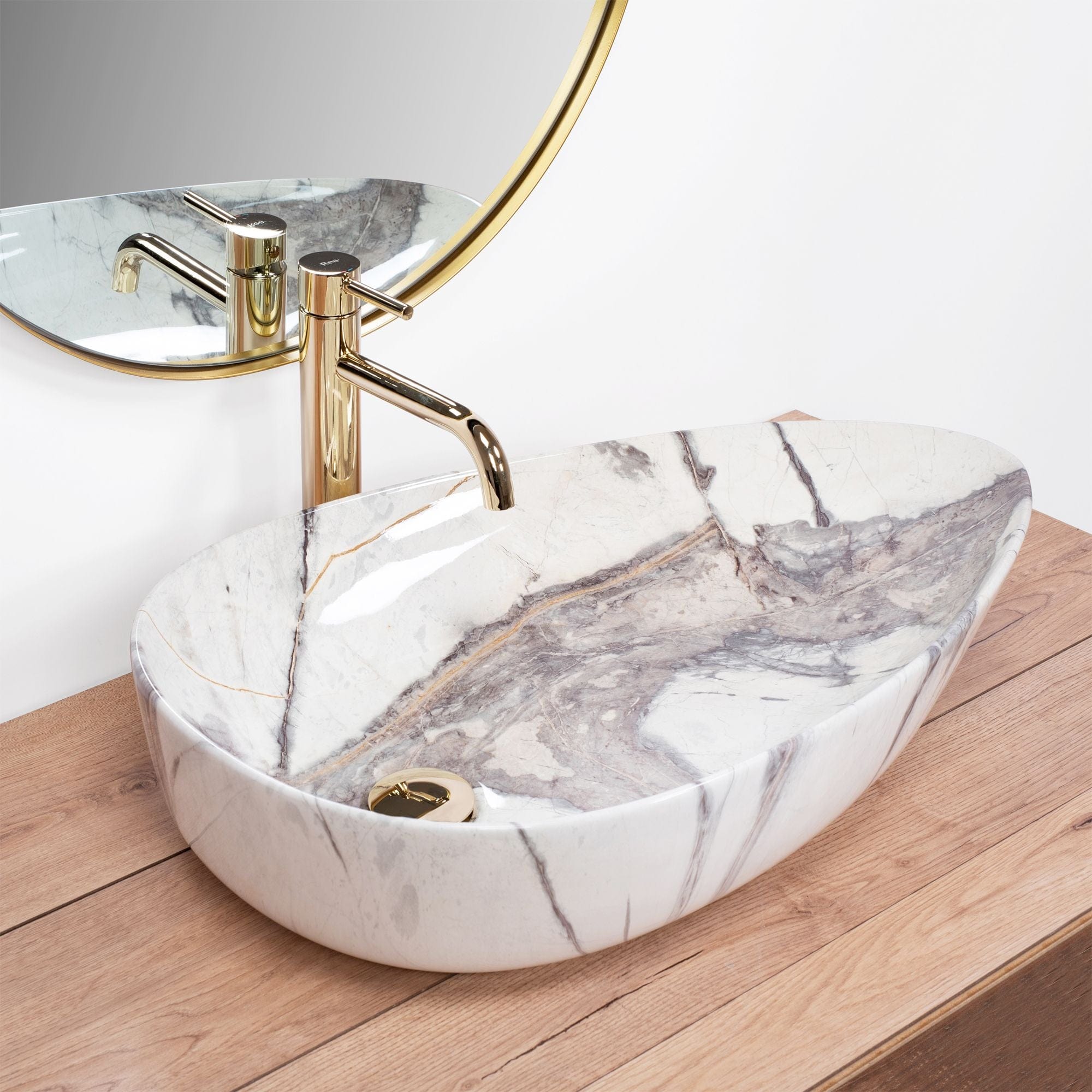 Lavoar pe blat ceramic Rea Greta 65  , latime de 39  cm,  imitatie piatra