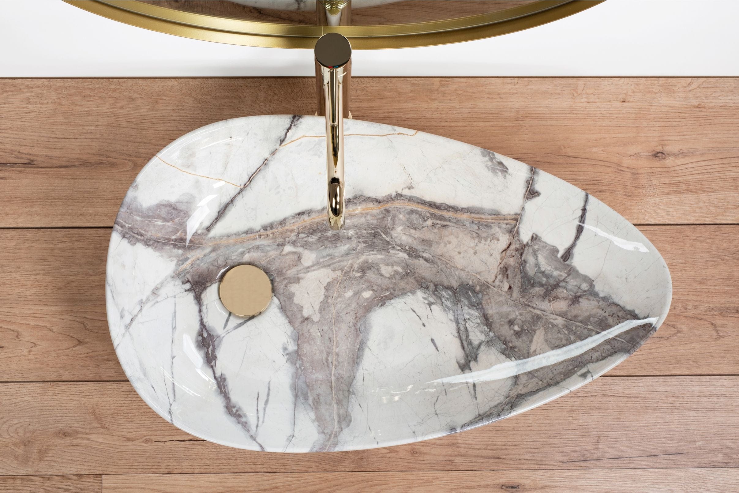 Lavoar pe blat ceramic Rea Greta 65  , latime de 39  cm,  imitatie piatra
