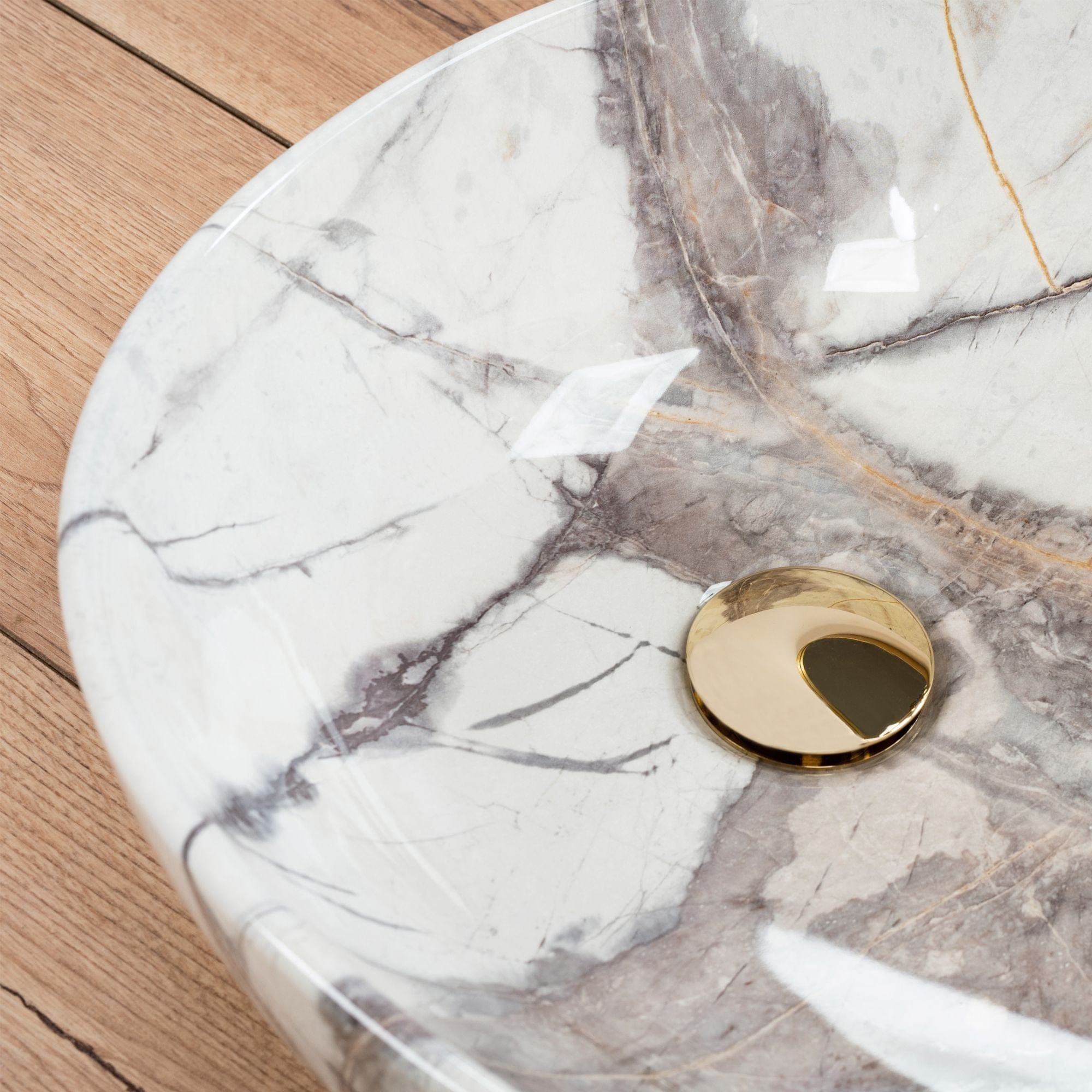Lavoar pe blat ceramic Rea Greta 65  , latime de 39  cm,  imitatie piatra
