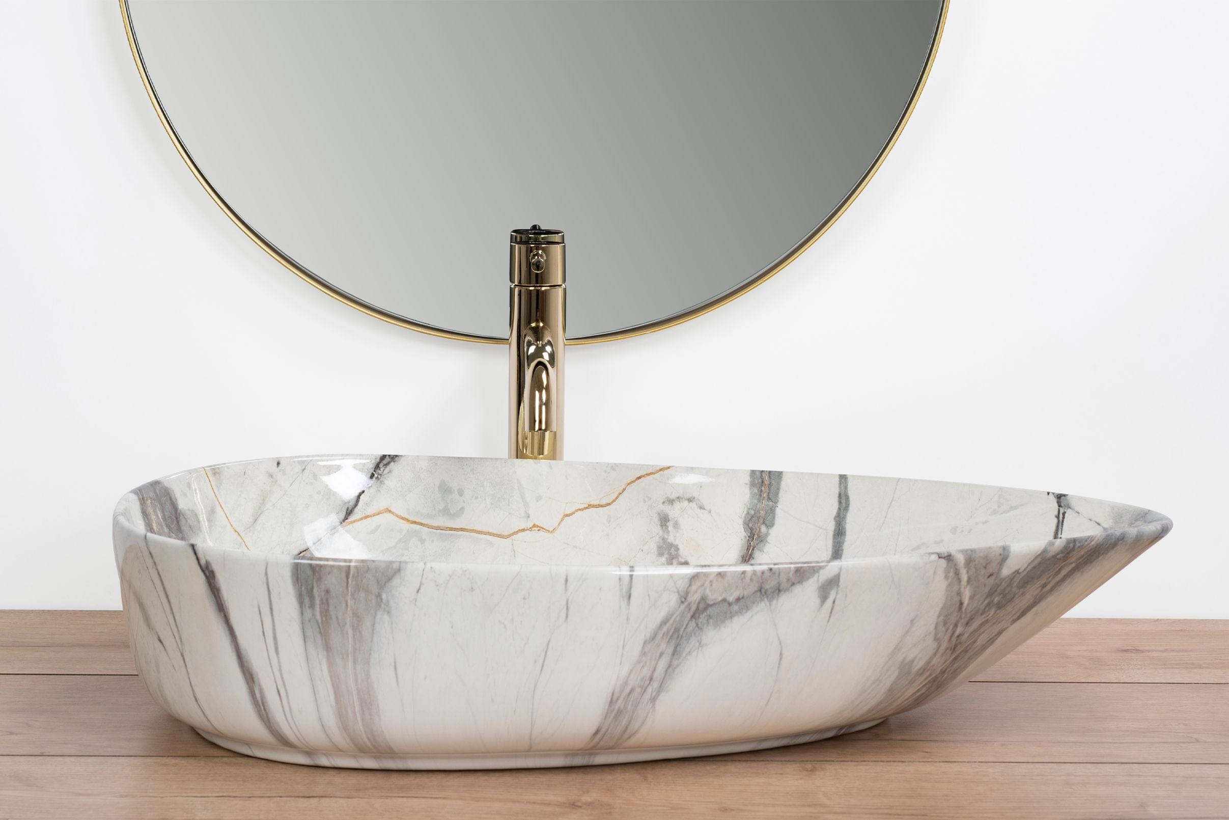 Lavoar pe blat ceramic Rea Greta 65  , latime de 39  cm,  imitatie piatra
