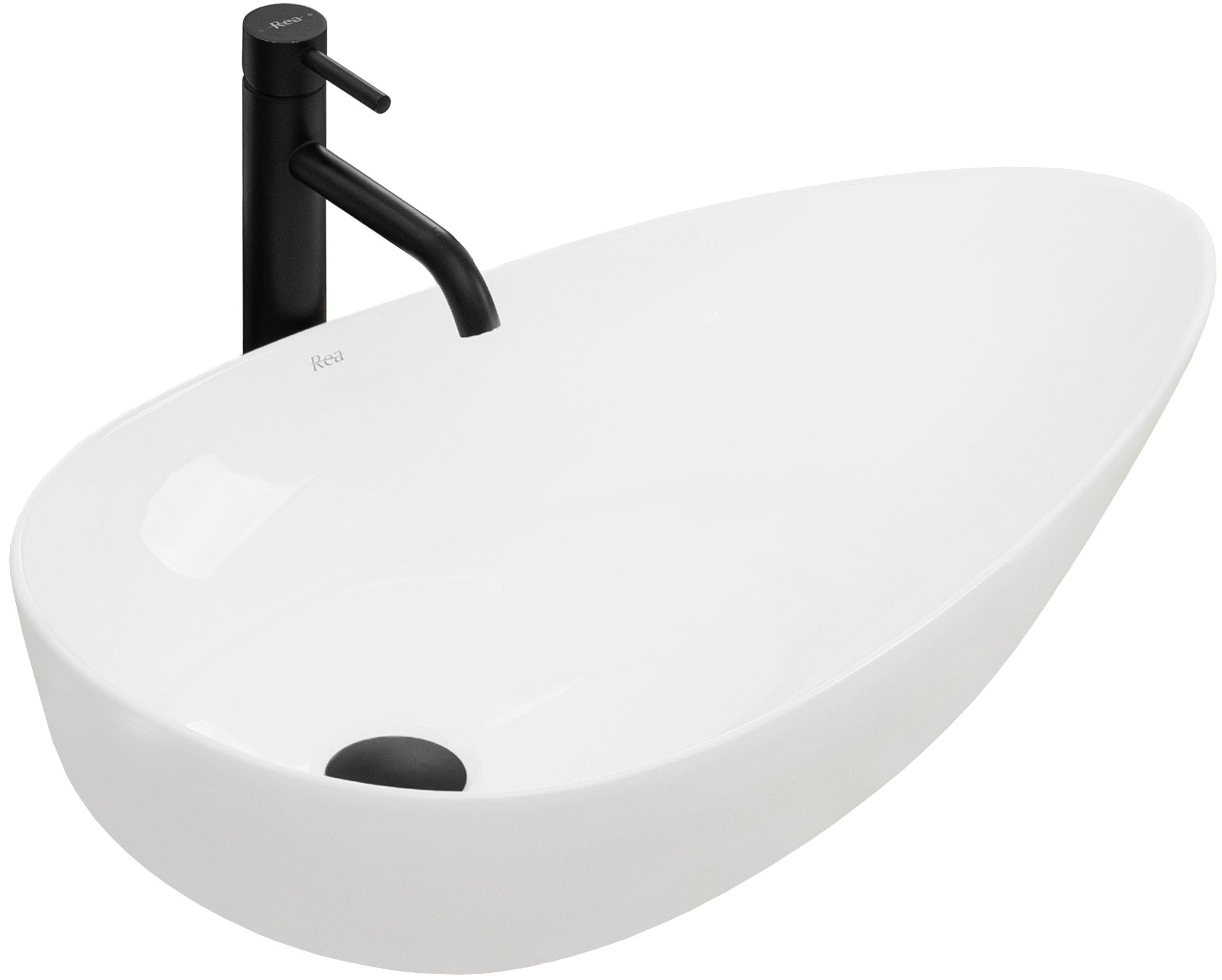 Lavoar pe blat ceramic Rea Greta 75 , latime de 42.5 cm, alb
