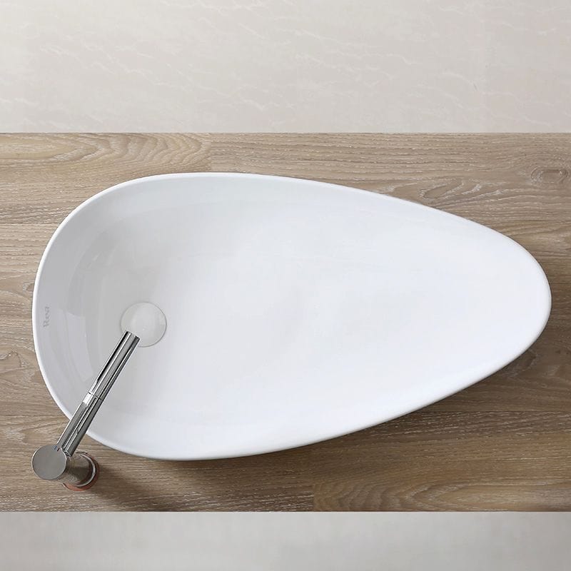 Lavoar pe blat ceramic Rea Greta 75 , latime de 42.5 cm, alb