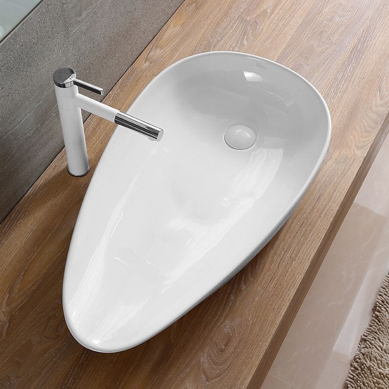 Lavoar pe blat ceramic Rea Greta 75 , latime de 42.5 cm, alb