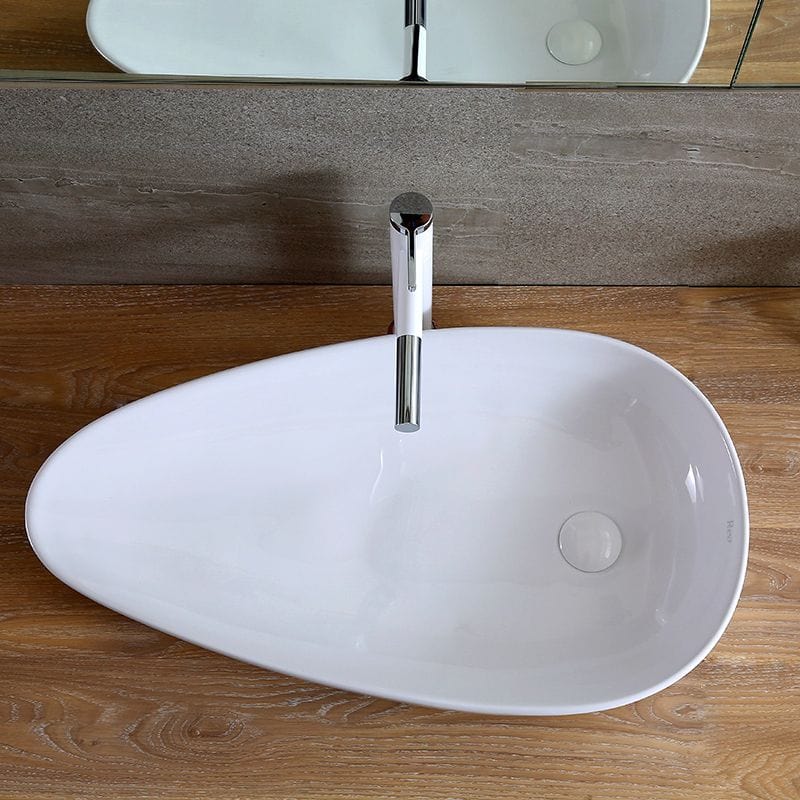 Lavoar pe blat ceramic Rea Greta 75 , latime de 42.5 cm, alb