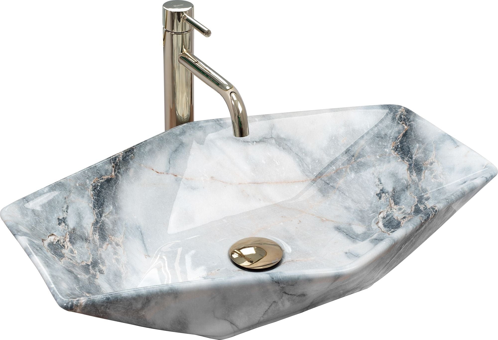 Lavoar pe blat ceramic Rea Las Vegas , latime de 37 cm, imitatie piatra