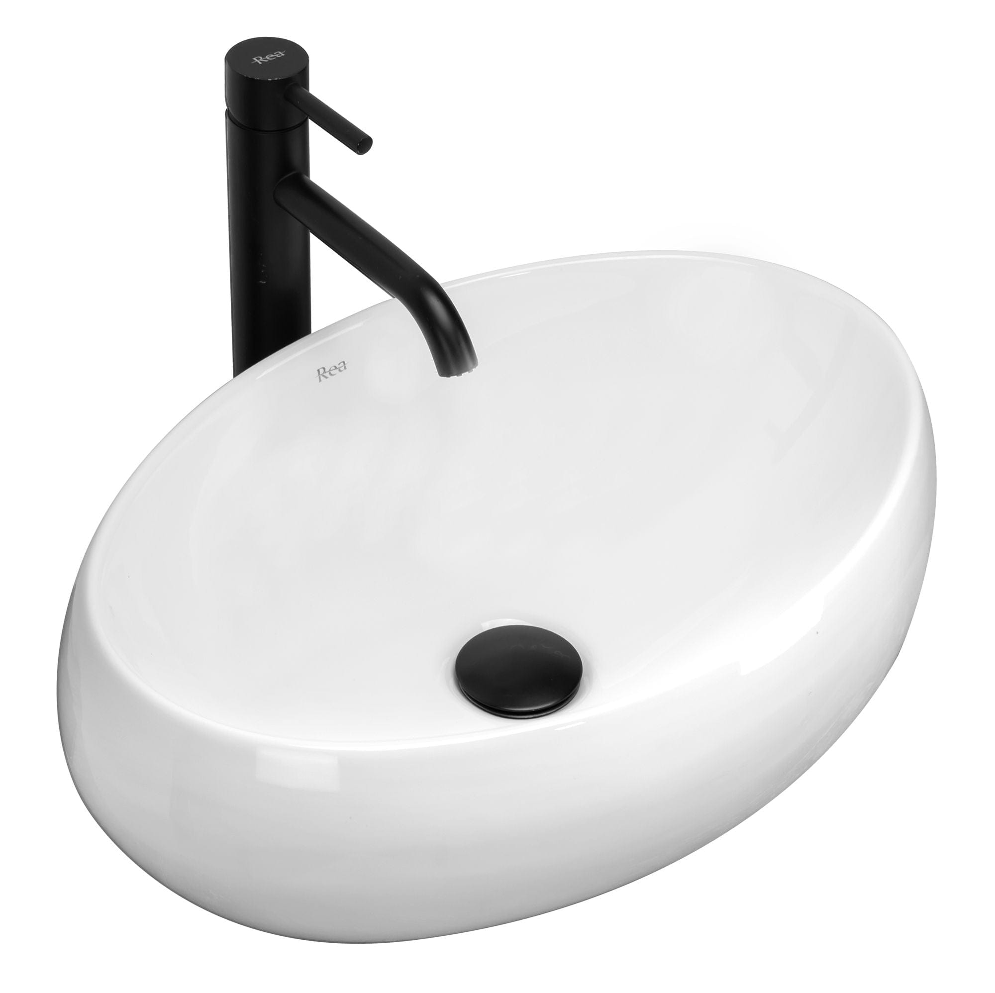 Lavoar pe blat ceramic Rea Linda , latime de 34 cm, alb