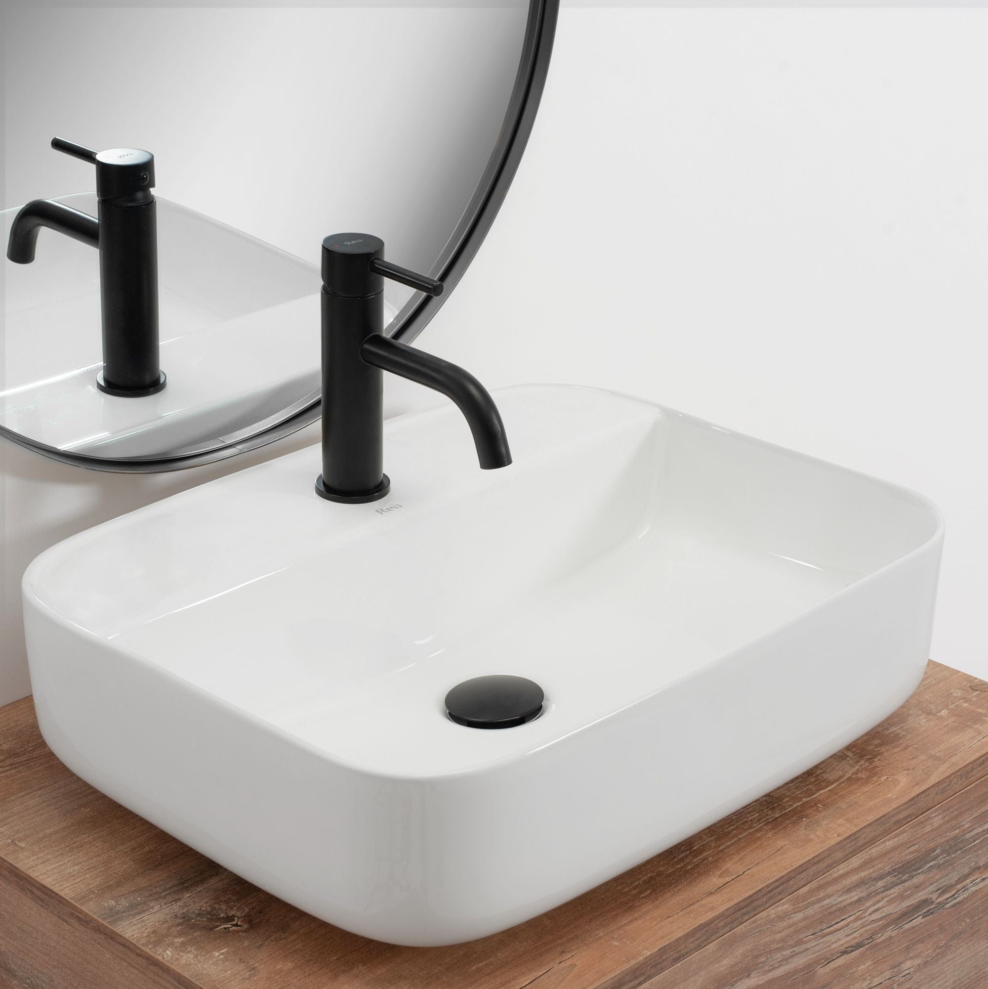 Lavoar pe blat ceramic Rea Martina , latime de 41 cm, alb