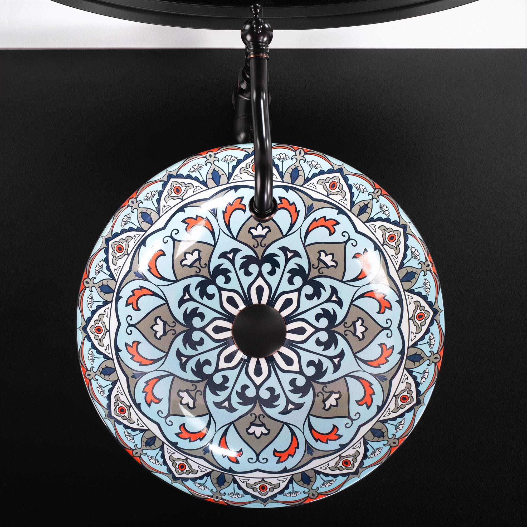 Lavoar pe blat ceramic Rea Mexico, latime de 40 cm, albastru aurit