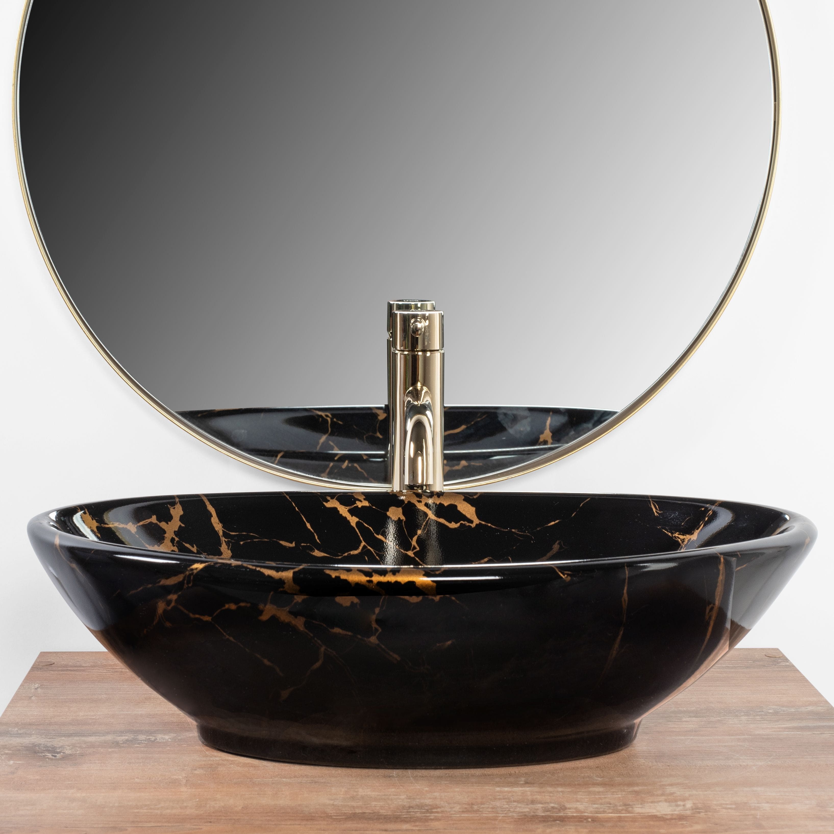 Lavoar pe blat ceramic Rea Pamela Black , latime de 33 cm, imitatie piatra