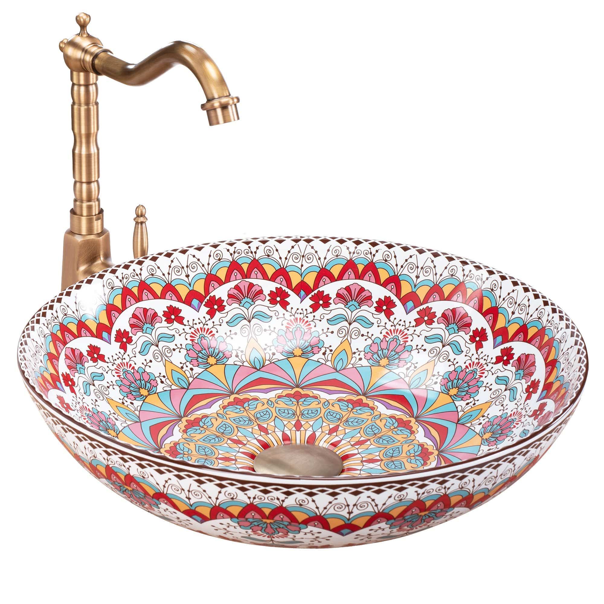 Lavoar pe blat ceramic Rea Peru, 40 cm, multicolor