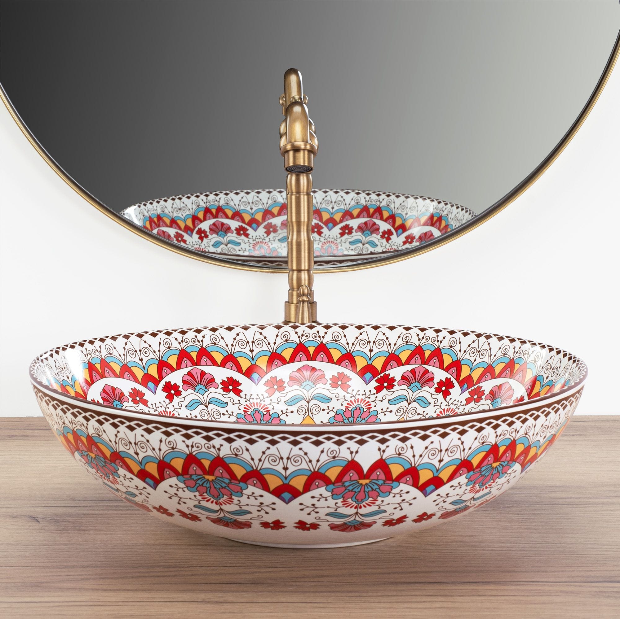 Lavoar pe blat ceramic Rea Peru, 40 cm, multicolor