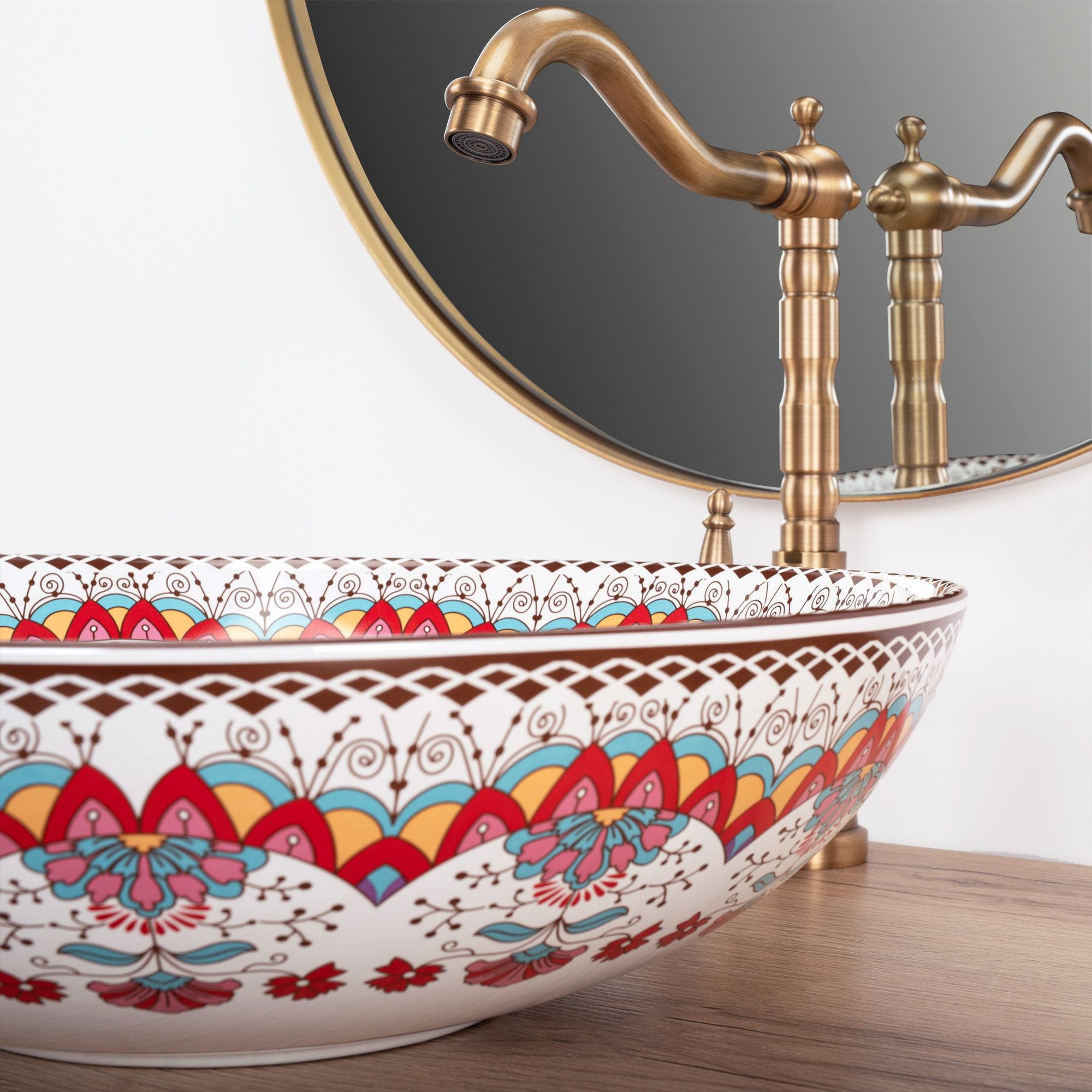 Lavoar pe blat ceramic Rea Peru, 40 cm, multicolor