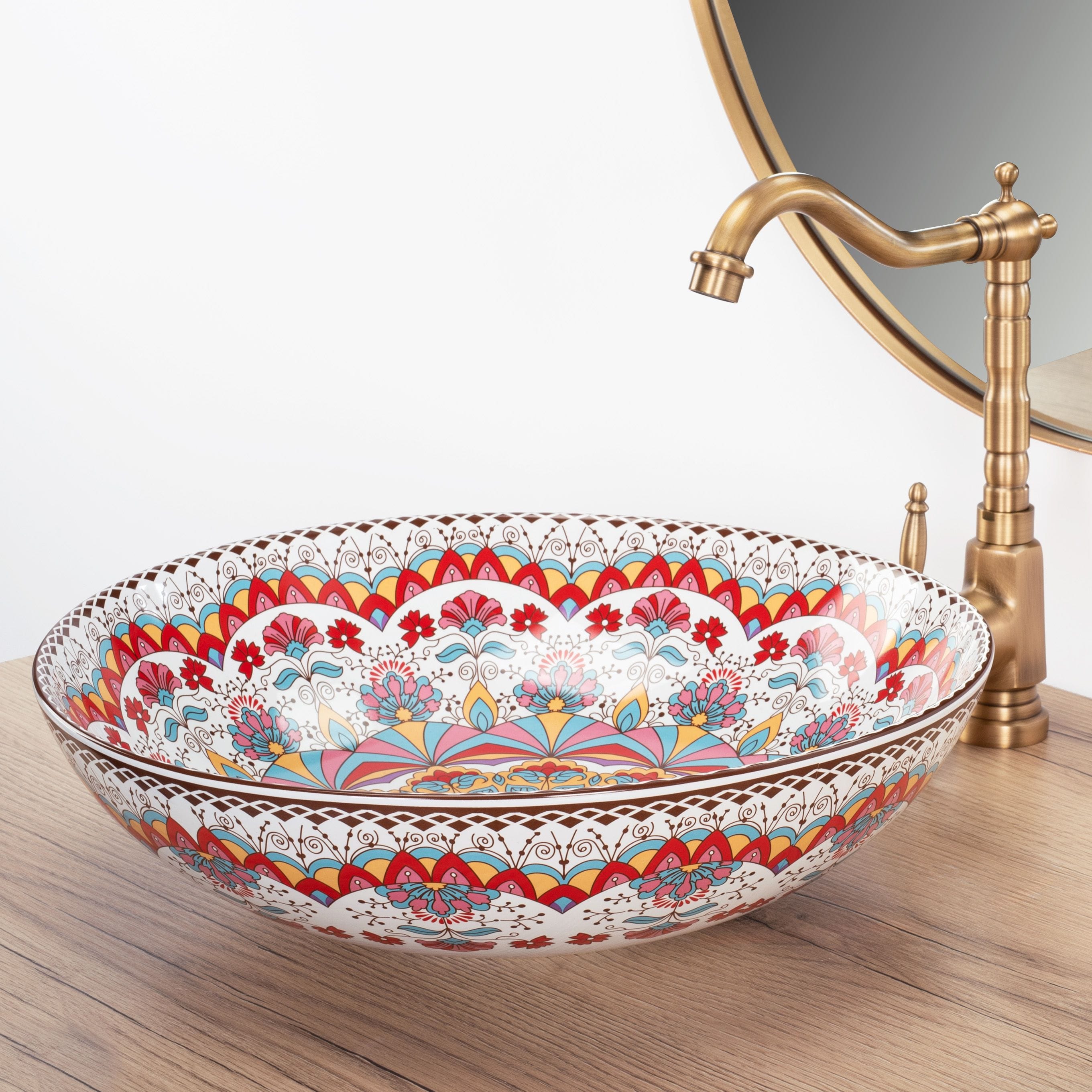 Lavoar pe blat ceramic Rea Peru, 40 cm, multicolor