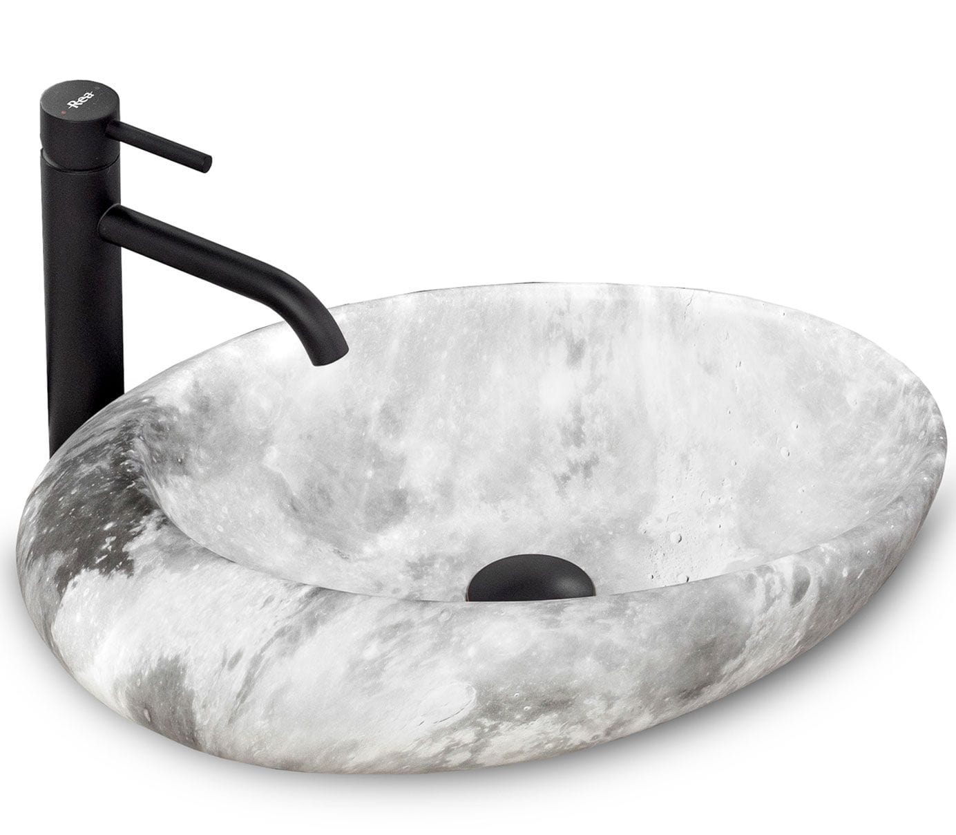Lavoar pe blat ceramic Rea Roxy Stone L.Grey , latime de 31 cm, gri