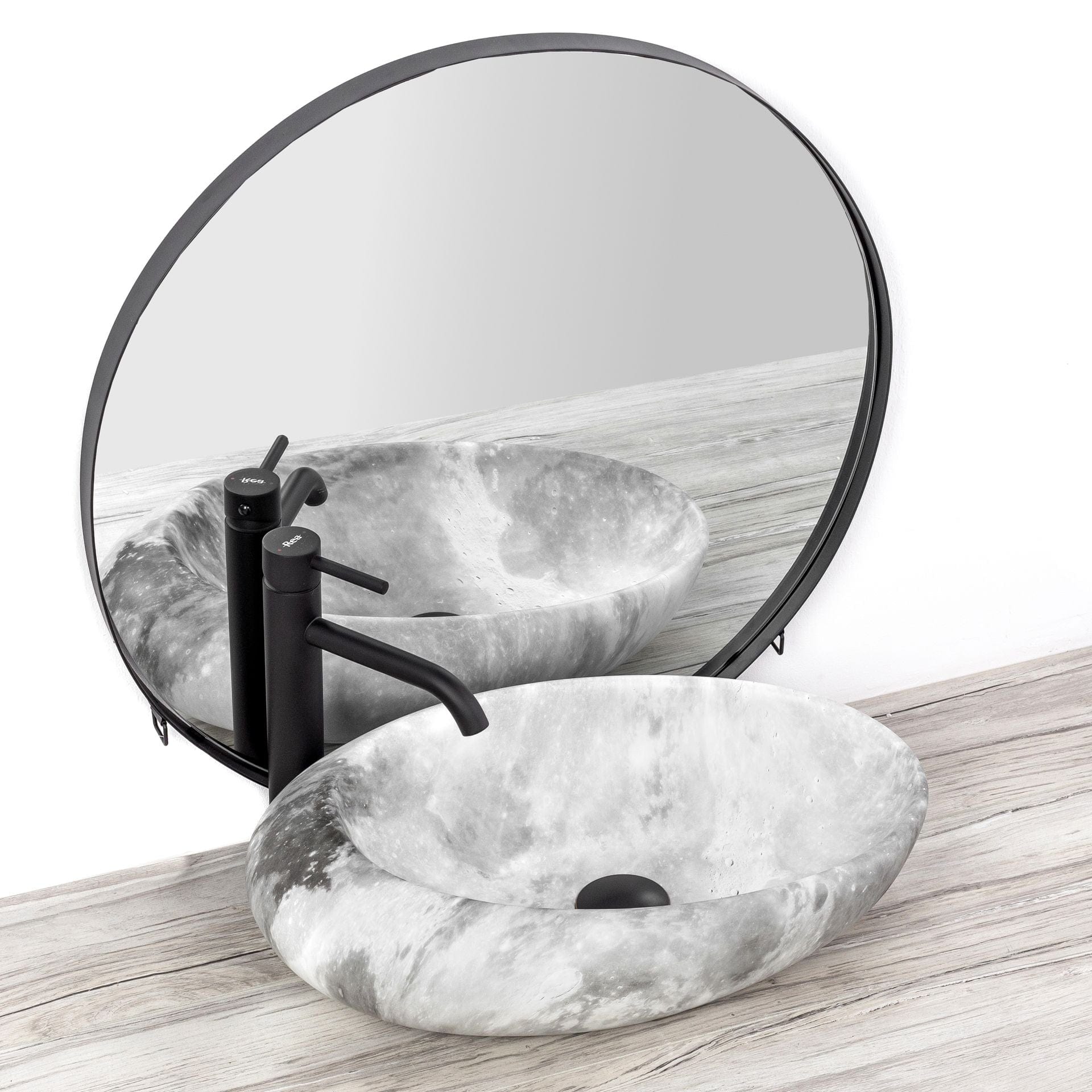 Lavoar pe blat ceramic Rea Roxy Stone L.Grey , latime de 31 cm, gri