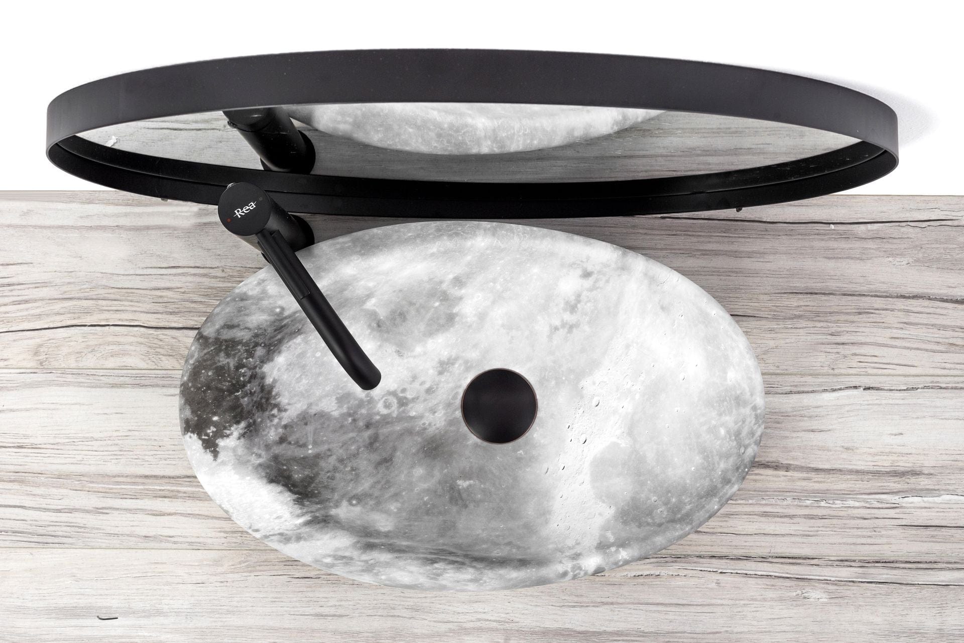 Lavoar pe blat ceramic Rea Roxy Stone L.Grey , latime de 31 cm, gri