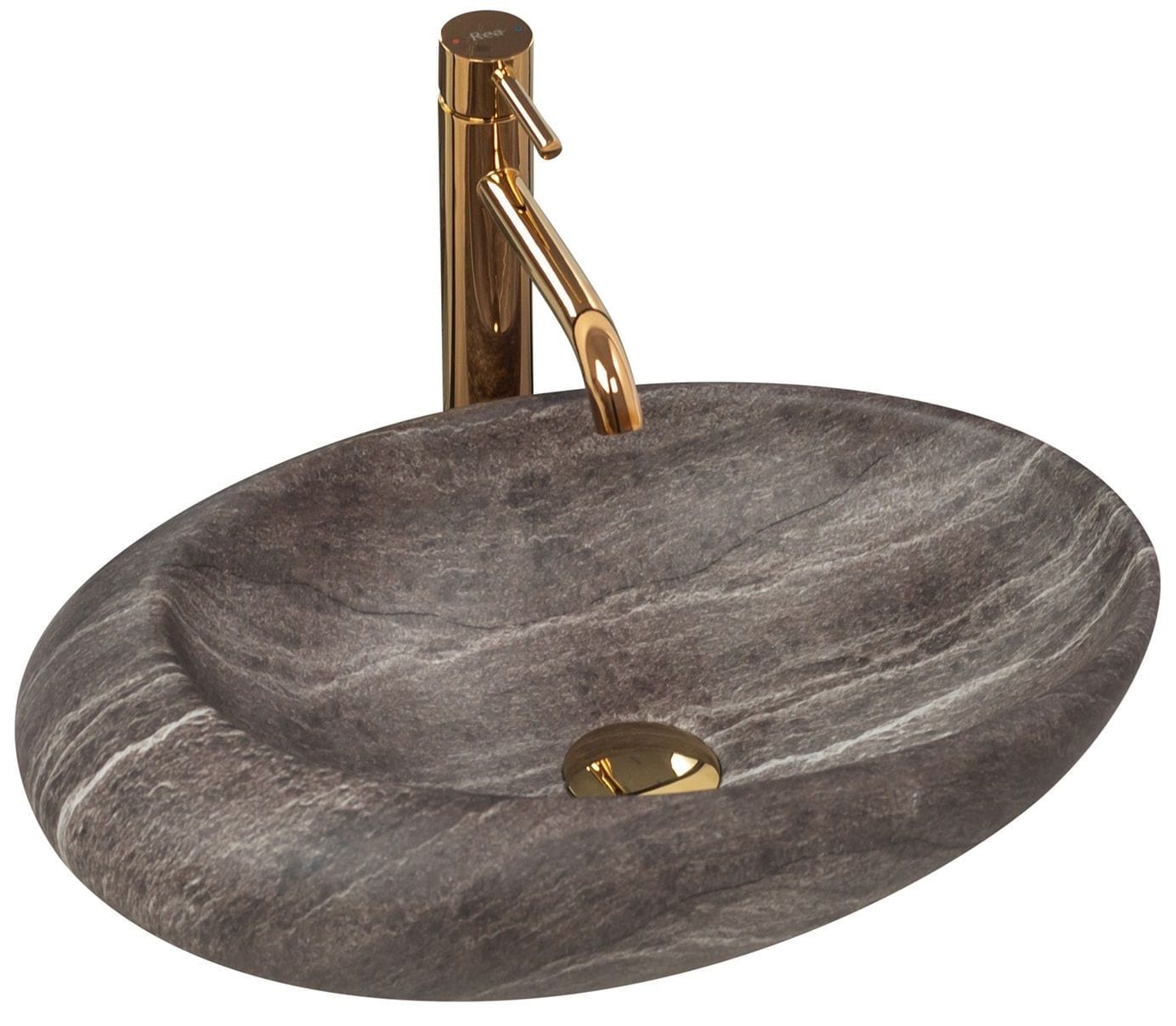 Lavoar pe blat ceramic Rea Roxy Stone , latime de 31 cm, imitatie piatra