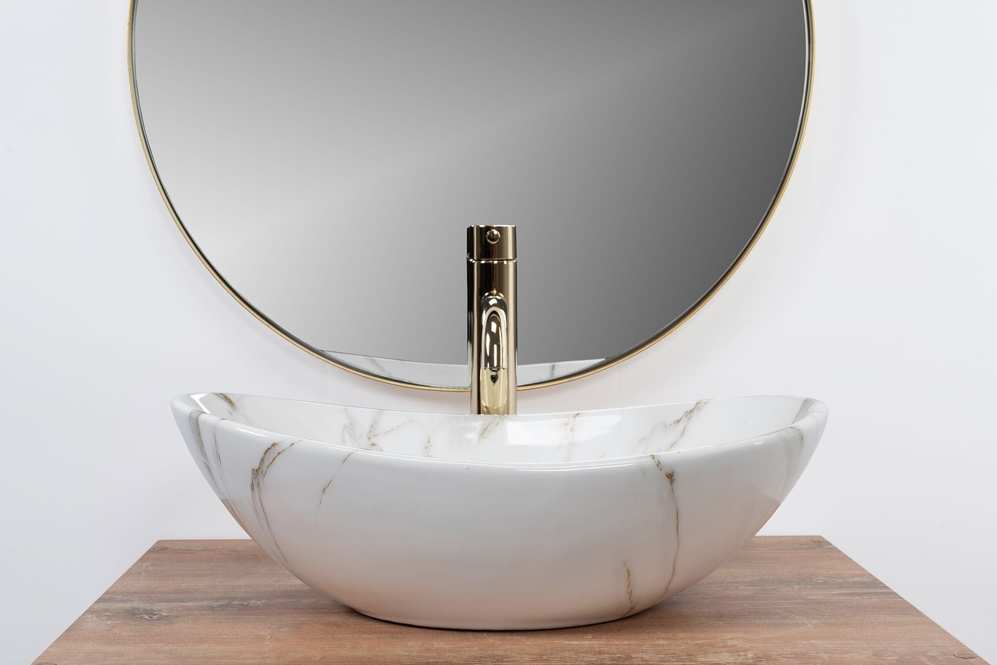 Lavoar pe blat ceramic Rea Royal Mini Aiax , latime de 30.5 cm, imitatie piatra