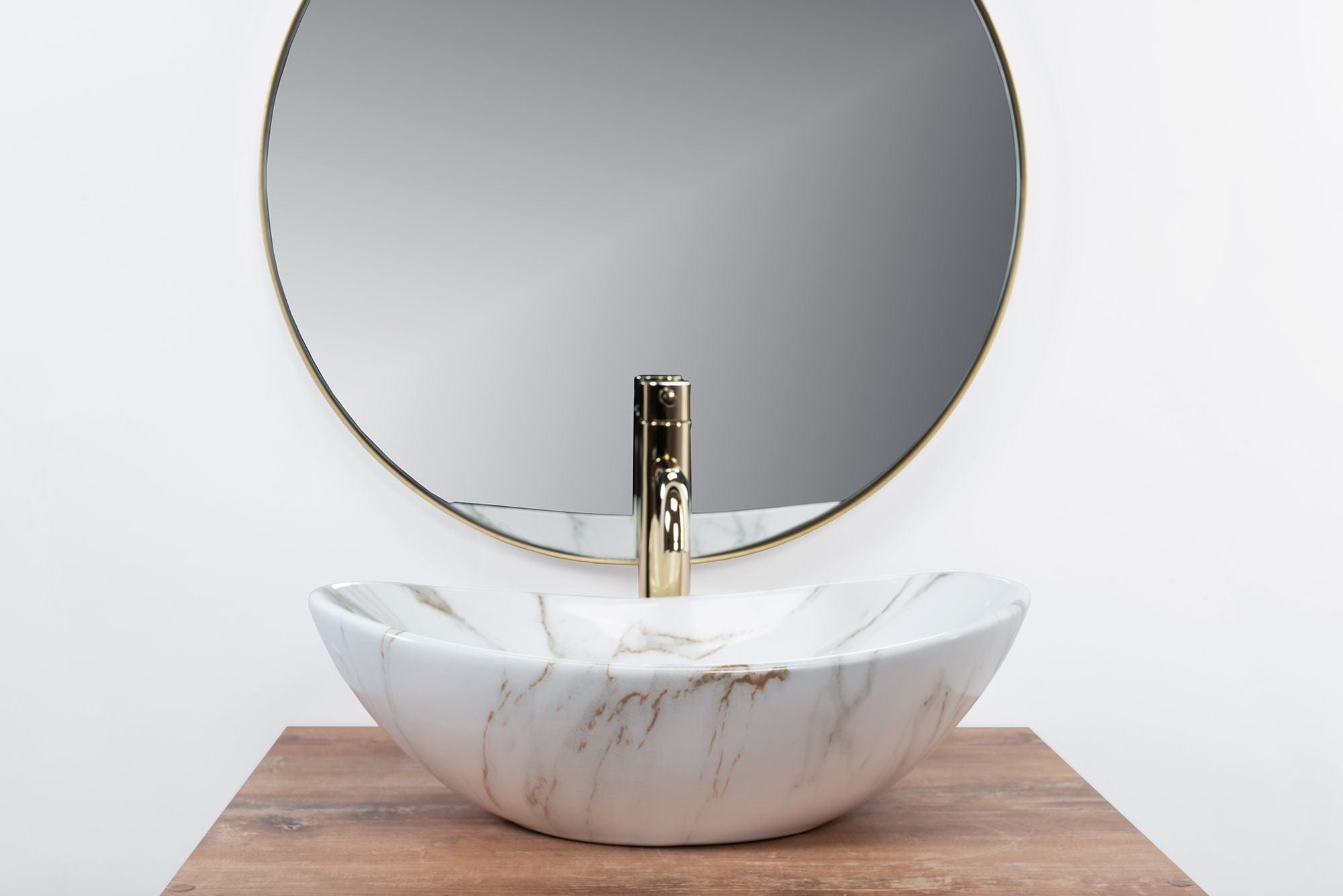 Lavoar pe blat ceramic Rea Royal Mini Aiax , latime de 30.5 cm, imitatie piatra