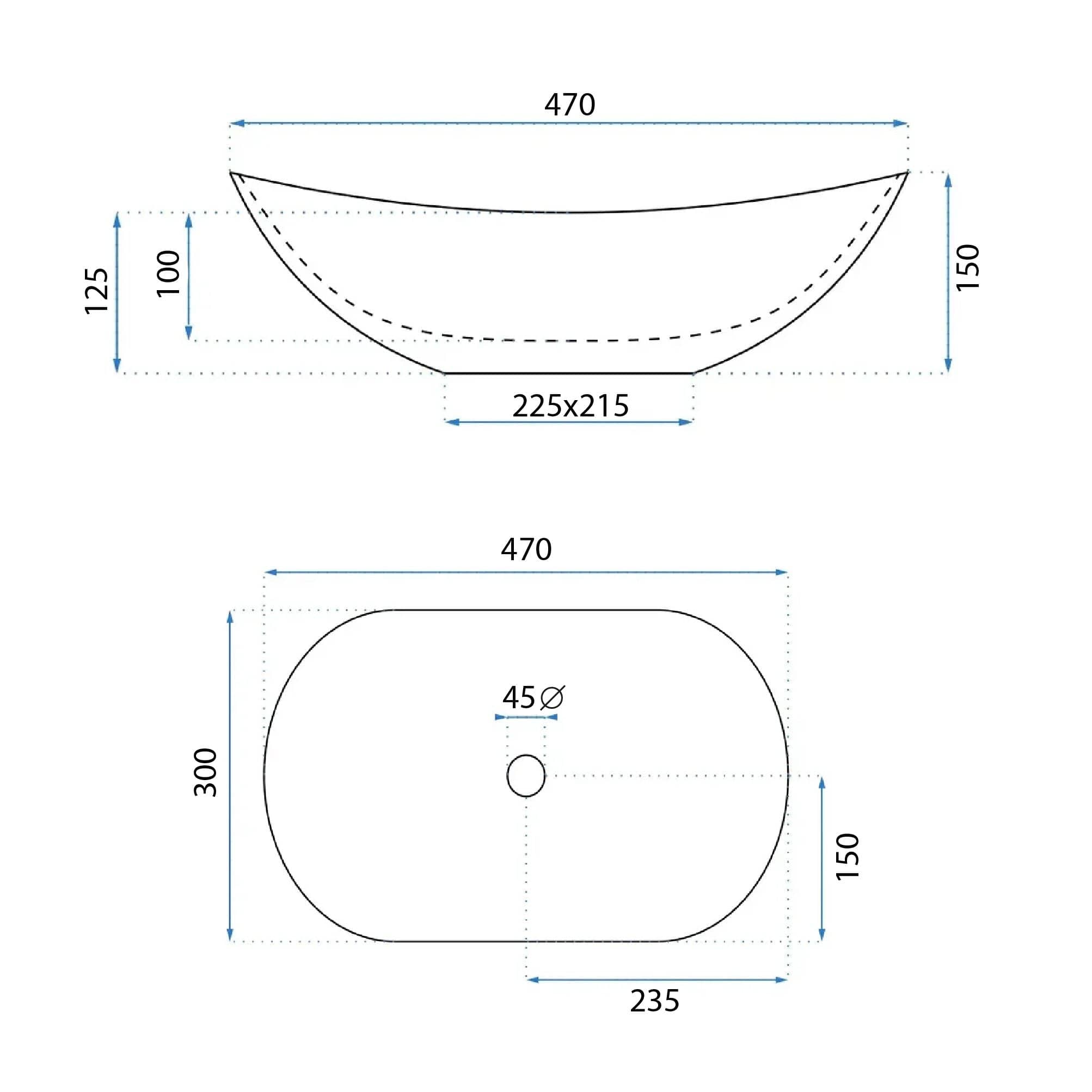 Lavoar pe blat ceramic Rea Royal Mini Black , latime de 30.5 cm, negru/alb