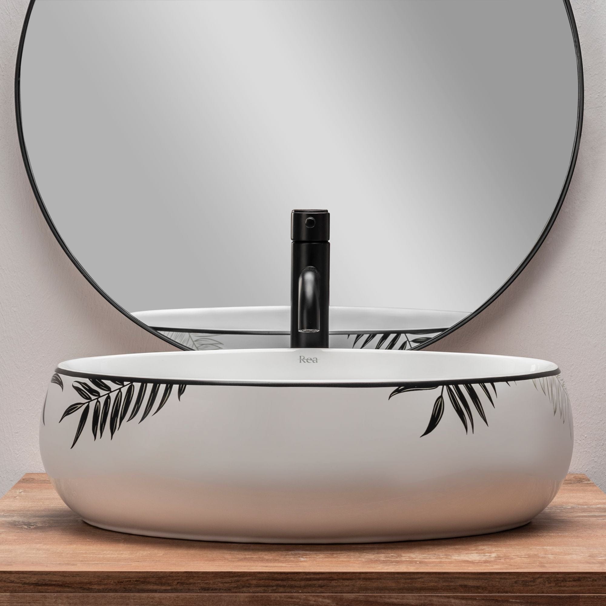 Lavoar pe blat ceramic Rea Shila , latime de 31 cm, alb