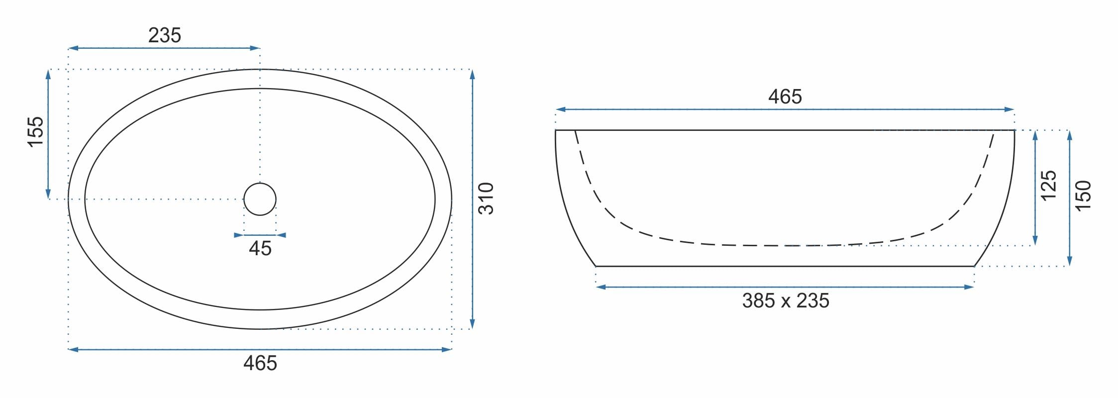 Lavoar pe blat ceramic Rea Shila , latime de 31 cm, alb