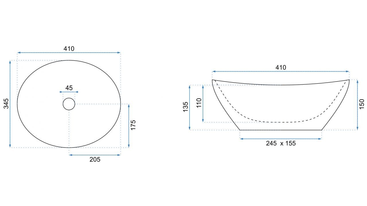 Lavoar pe blat ceramic Rea Sofia Black Edge , latime de 34.5 cm, alb