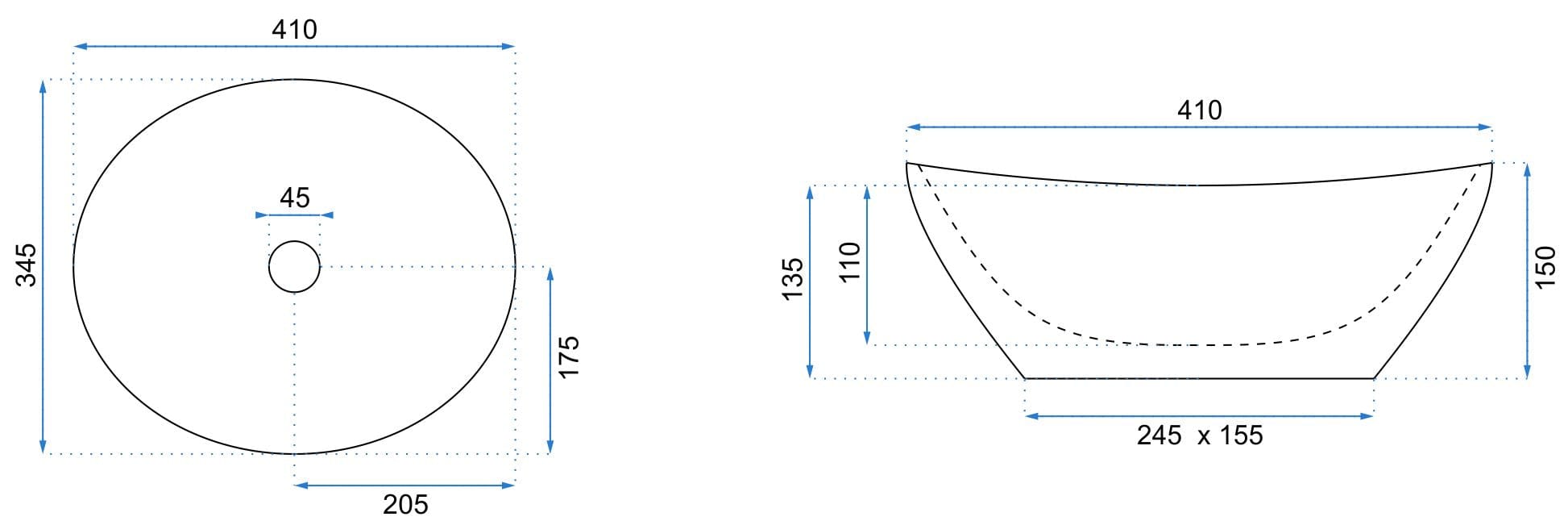 Lavoar pe blat ceramic Rea Sofia Stone , latime de 34.5 cm, gri